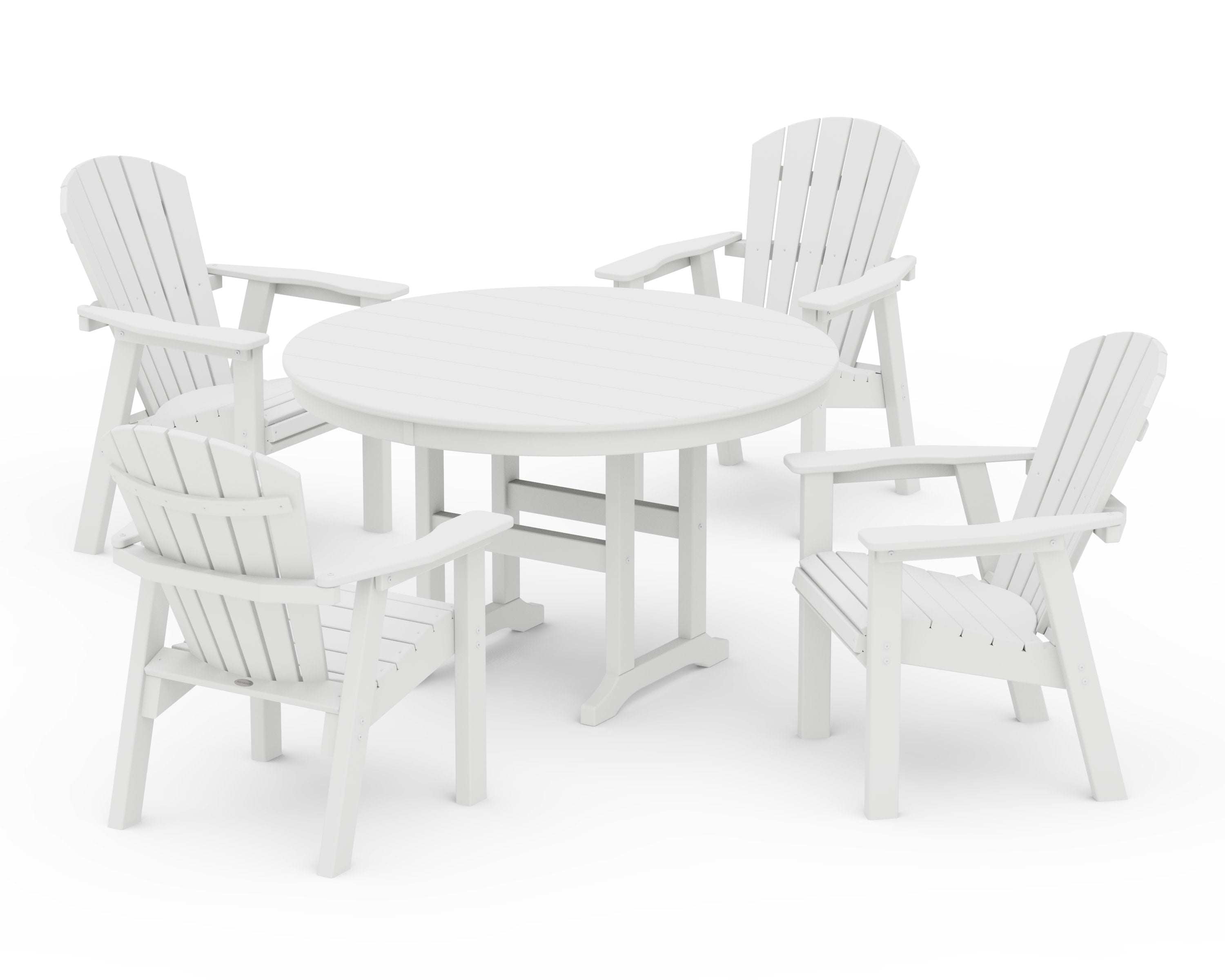 Seashell 5-Piece Round Farmhouse Dining Set in White