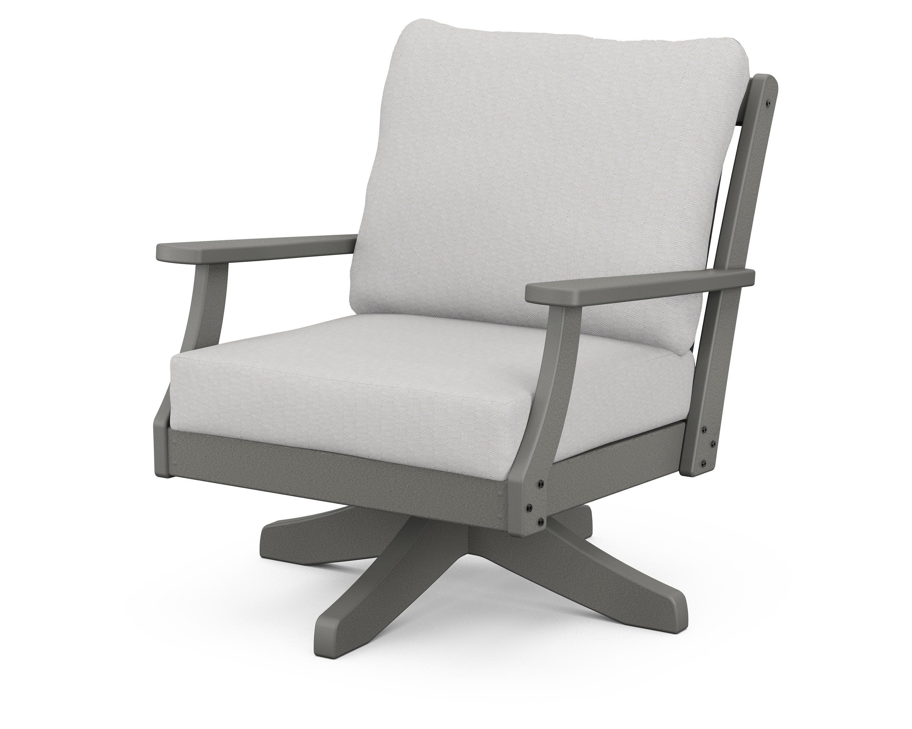Braxton Deep Seating Swivel Chair in Slate Grey / Diamond in the Rough
