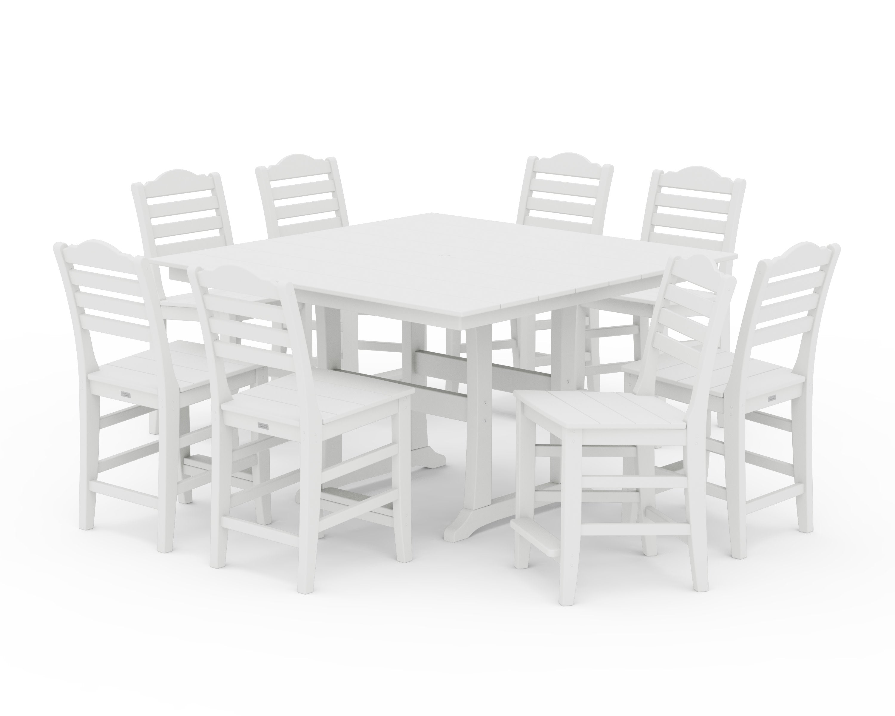 Savannah Side Chair 9-Piece Square Farmhouse Counter Set with Trestle Legs in White