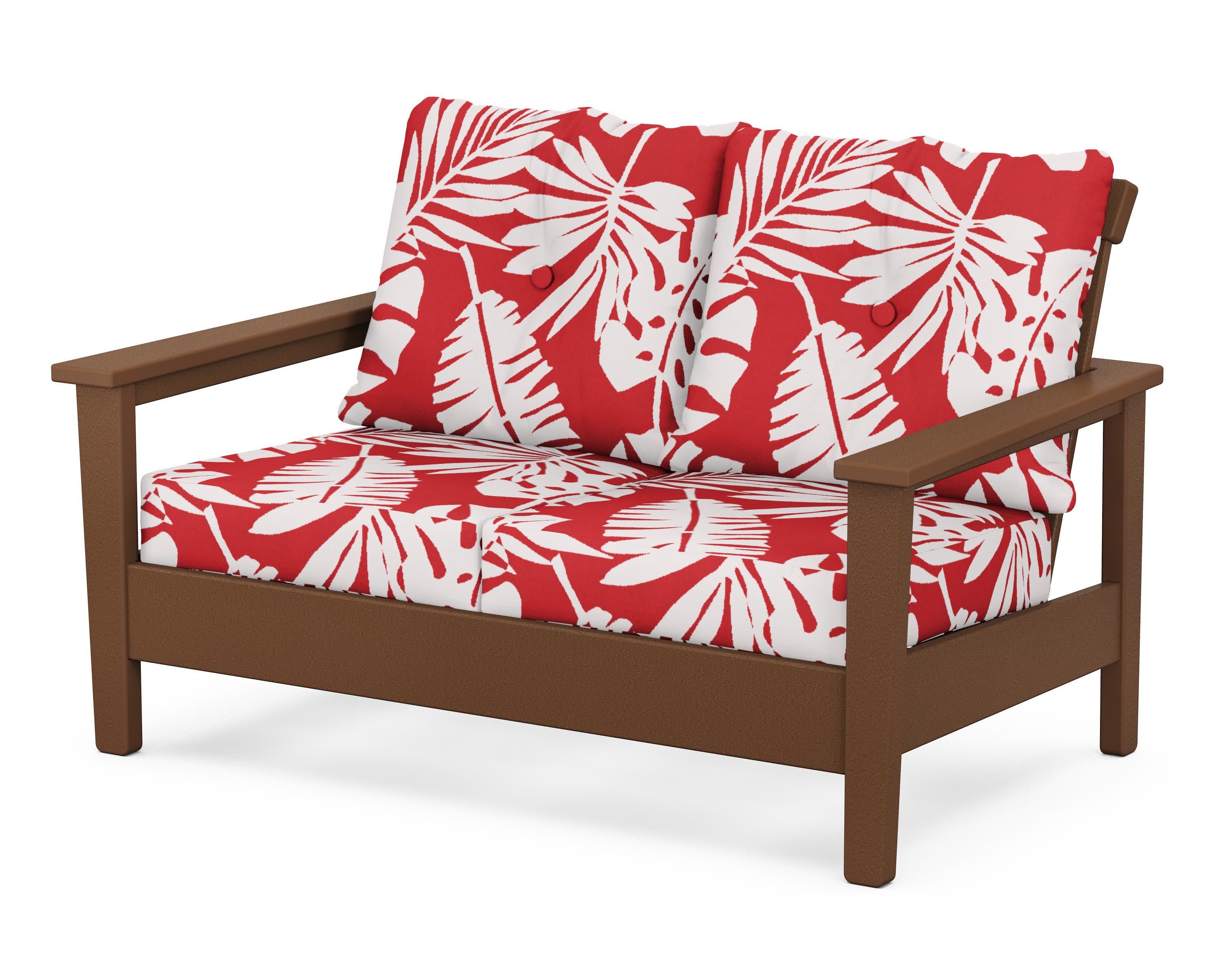 Prescott Deep Seating Loveseat in Teak / Leaf Crimson