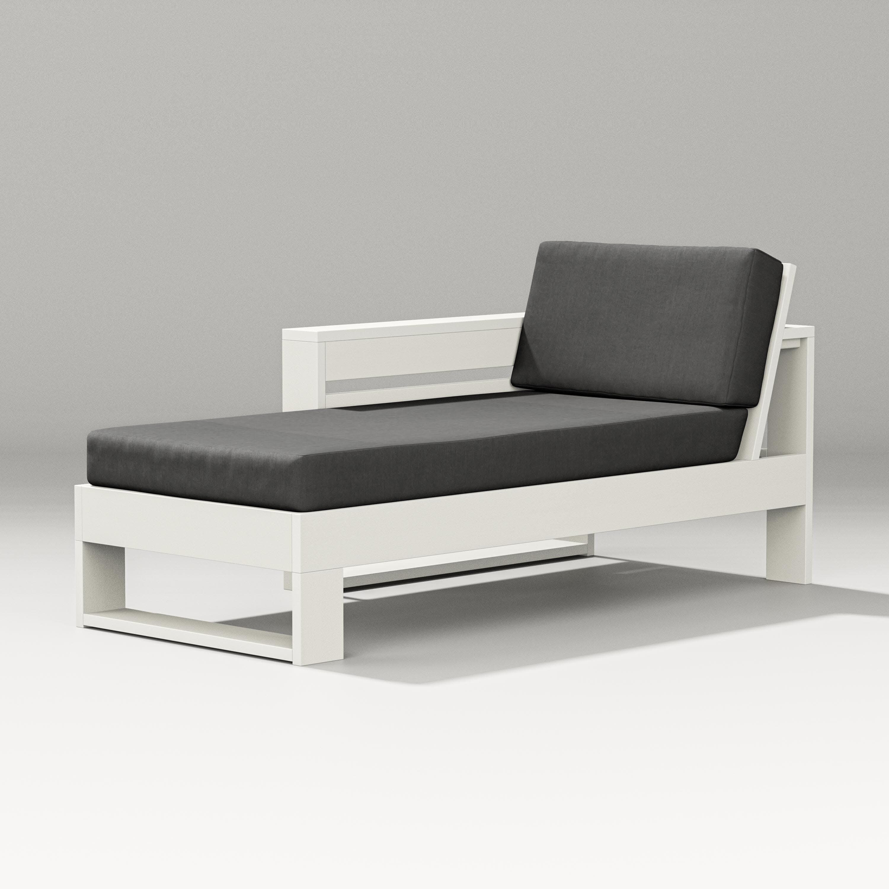 Latitude Modular Left Arm Chaise in Vintage White / Spectrum Carbon