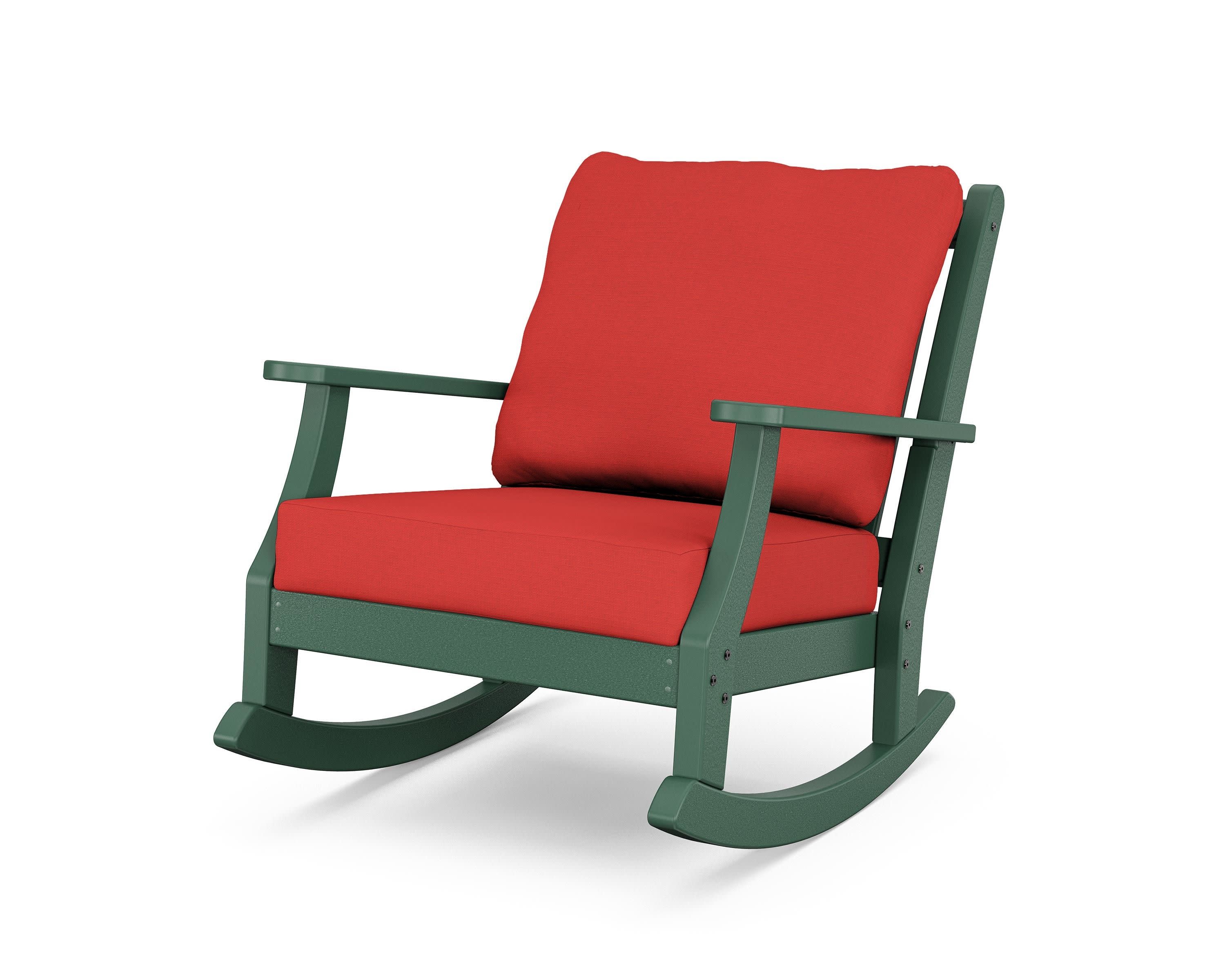 Wovendale Deep Seating Rocking Chair in Green / Crimson Linen
