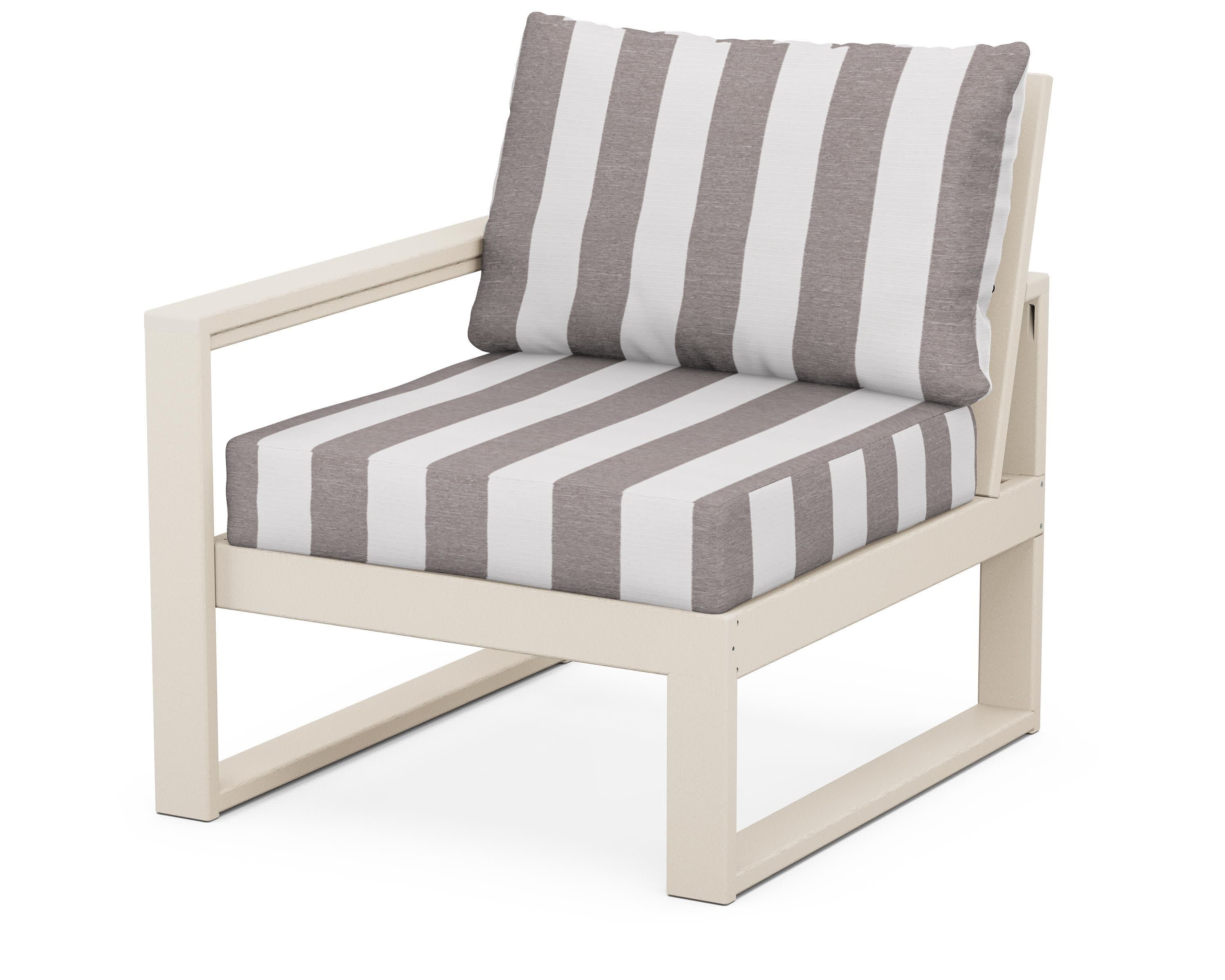 EDGE Modular Left Arm Chair in Sand / Cabana Stripe Grey Mist