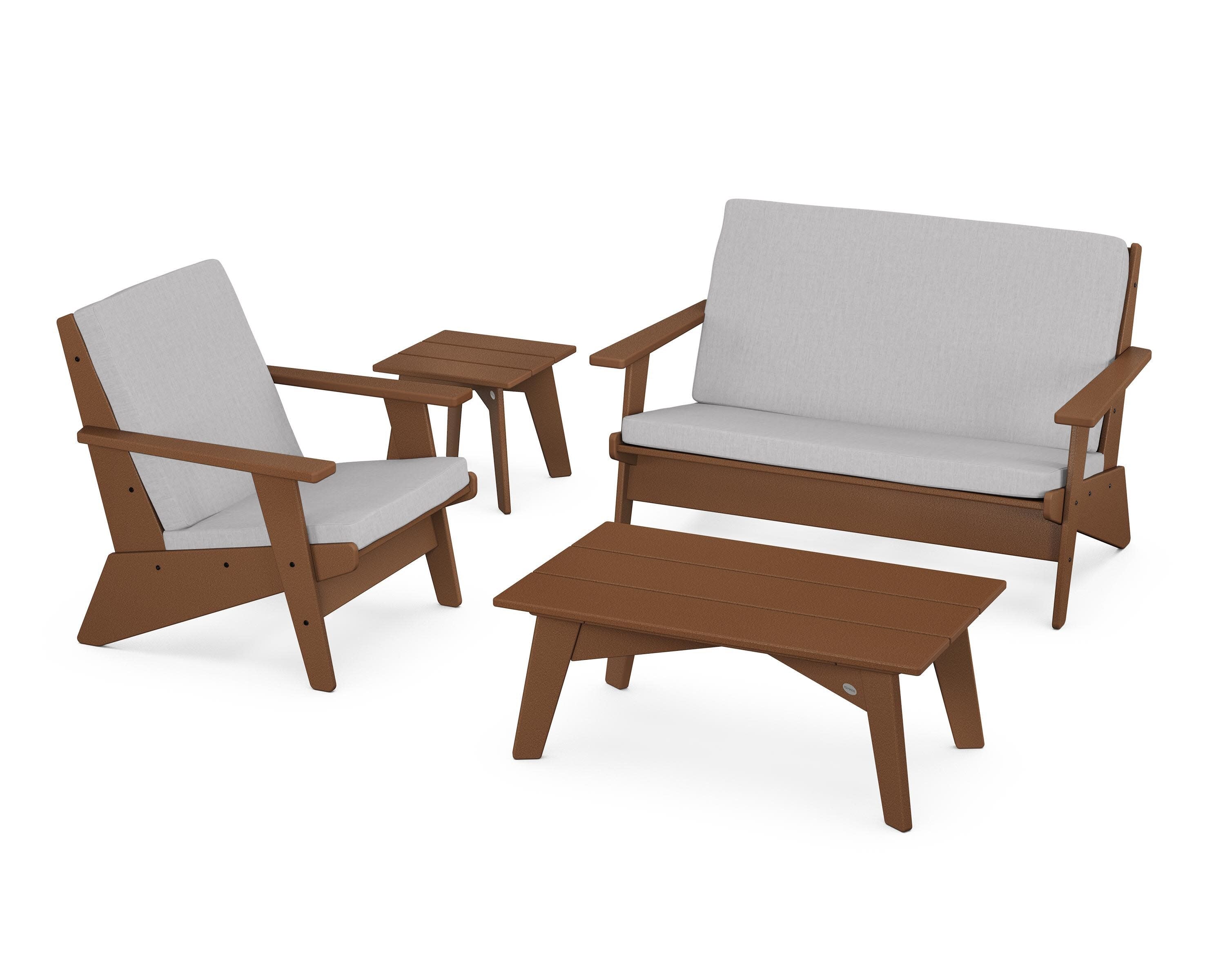 Riviera Modern Lounge 4-Piece Set in Teak / Granite