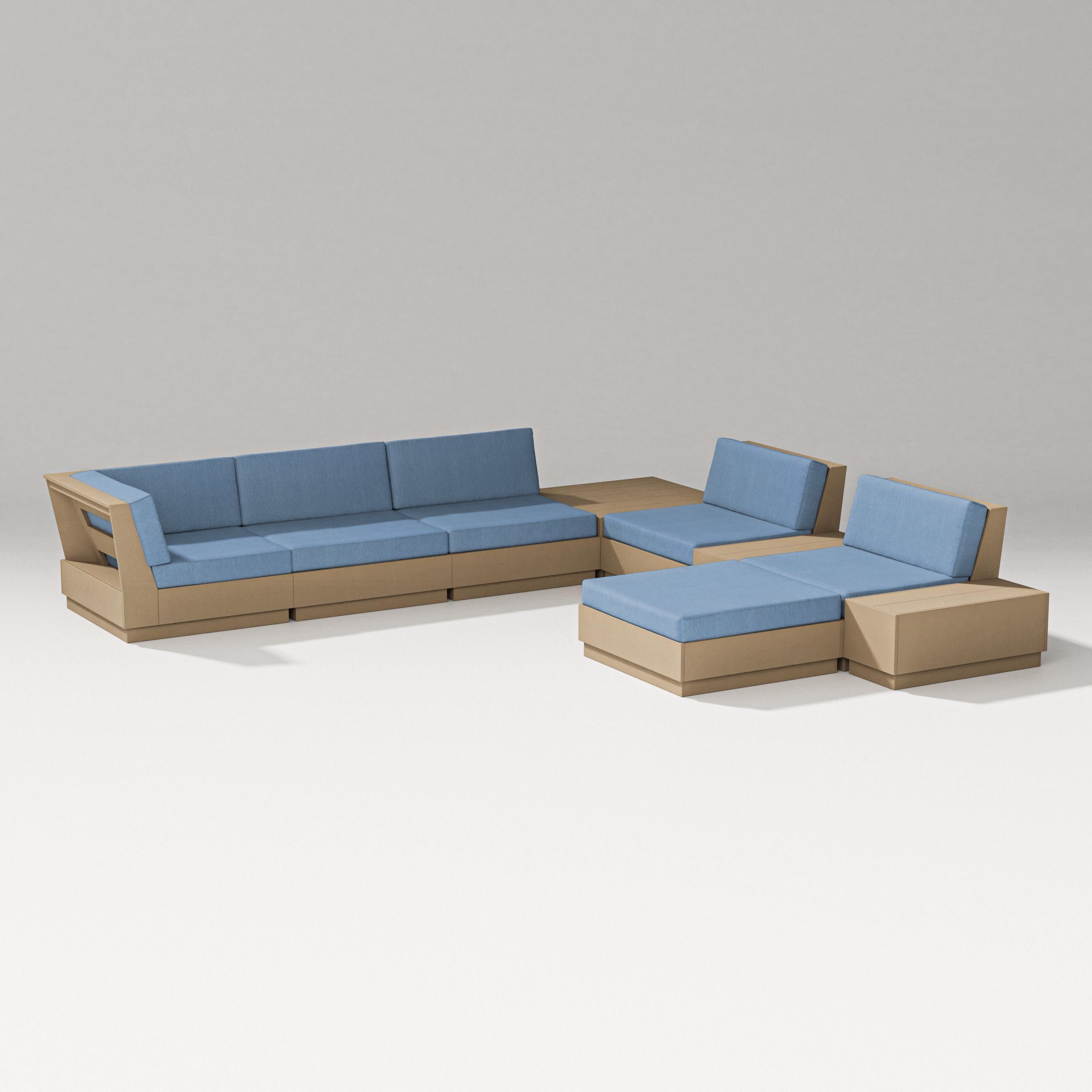 Elevate 9-Piece Conversation Sectional in Vintage Sahara / Sky Blue