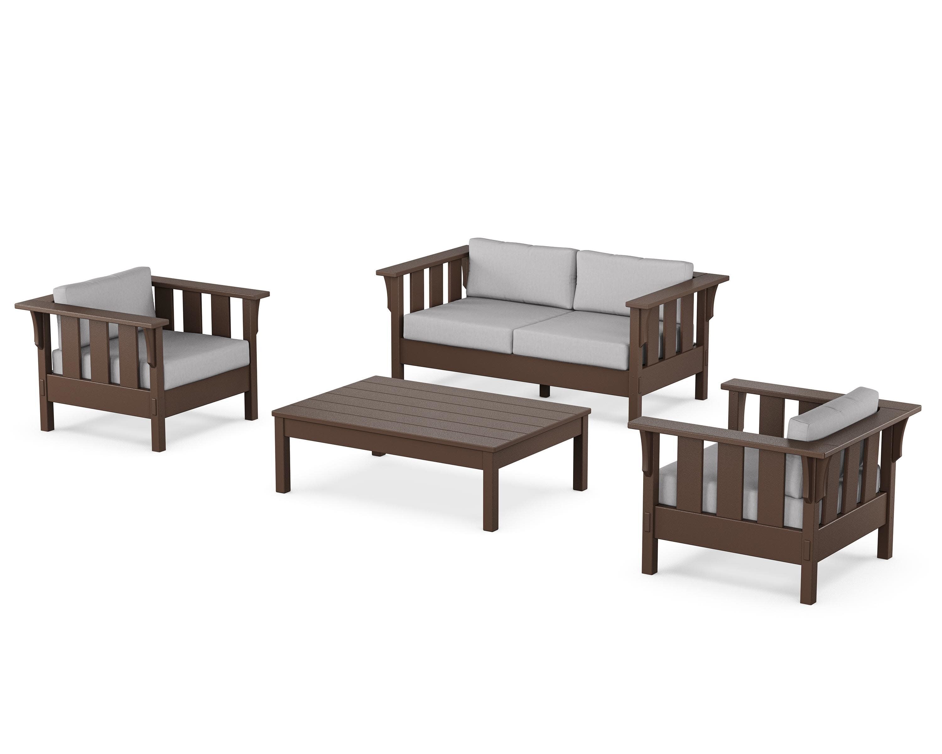 Acadia 4-Piece Deep Seating Set with Loveseat in Mahogany / Granite