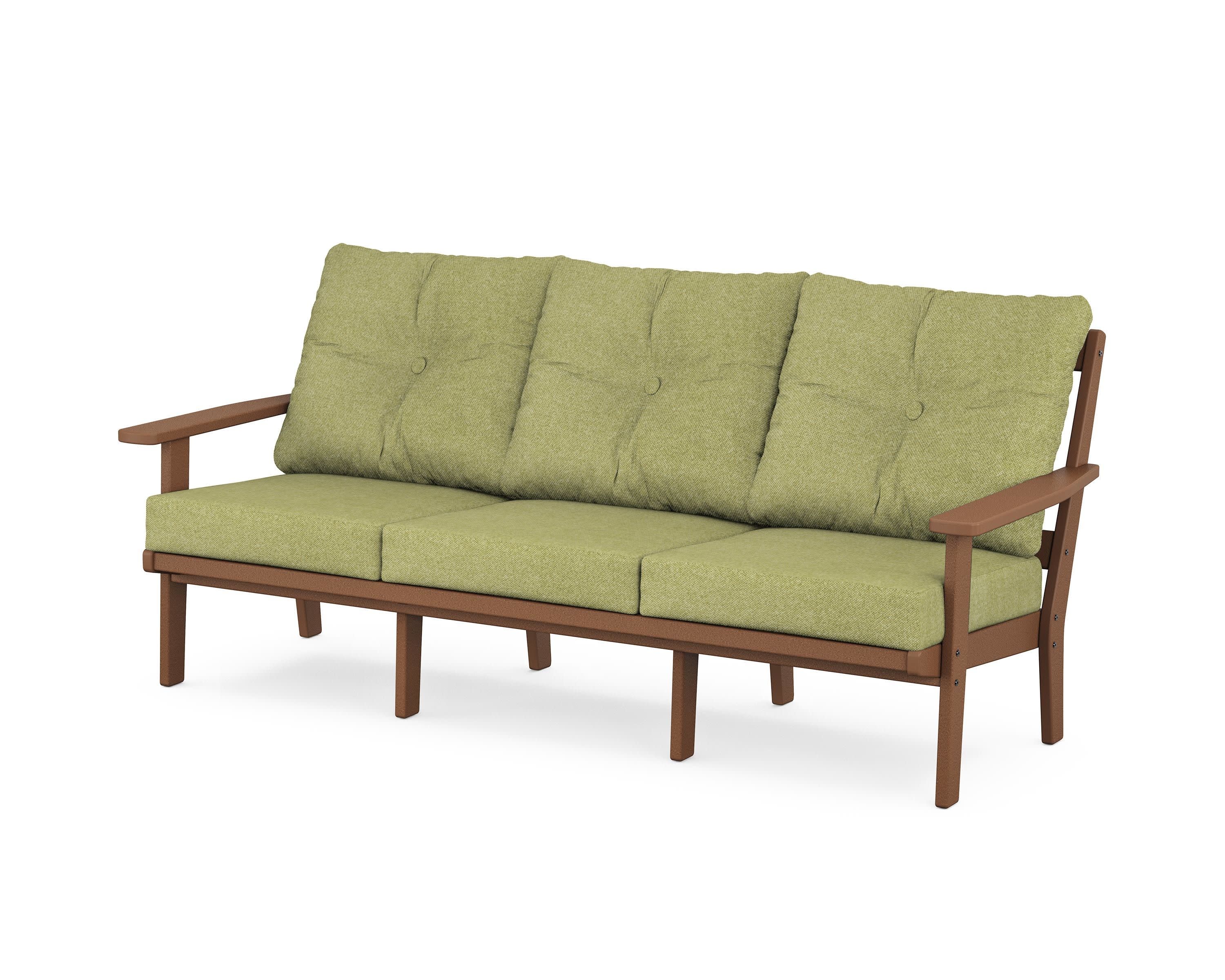 Oxford Deep Seating Sofa in Teak / Chartreuse Boucle