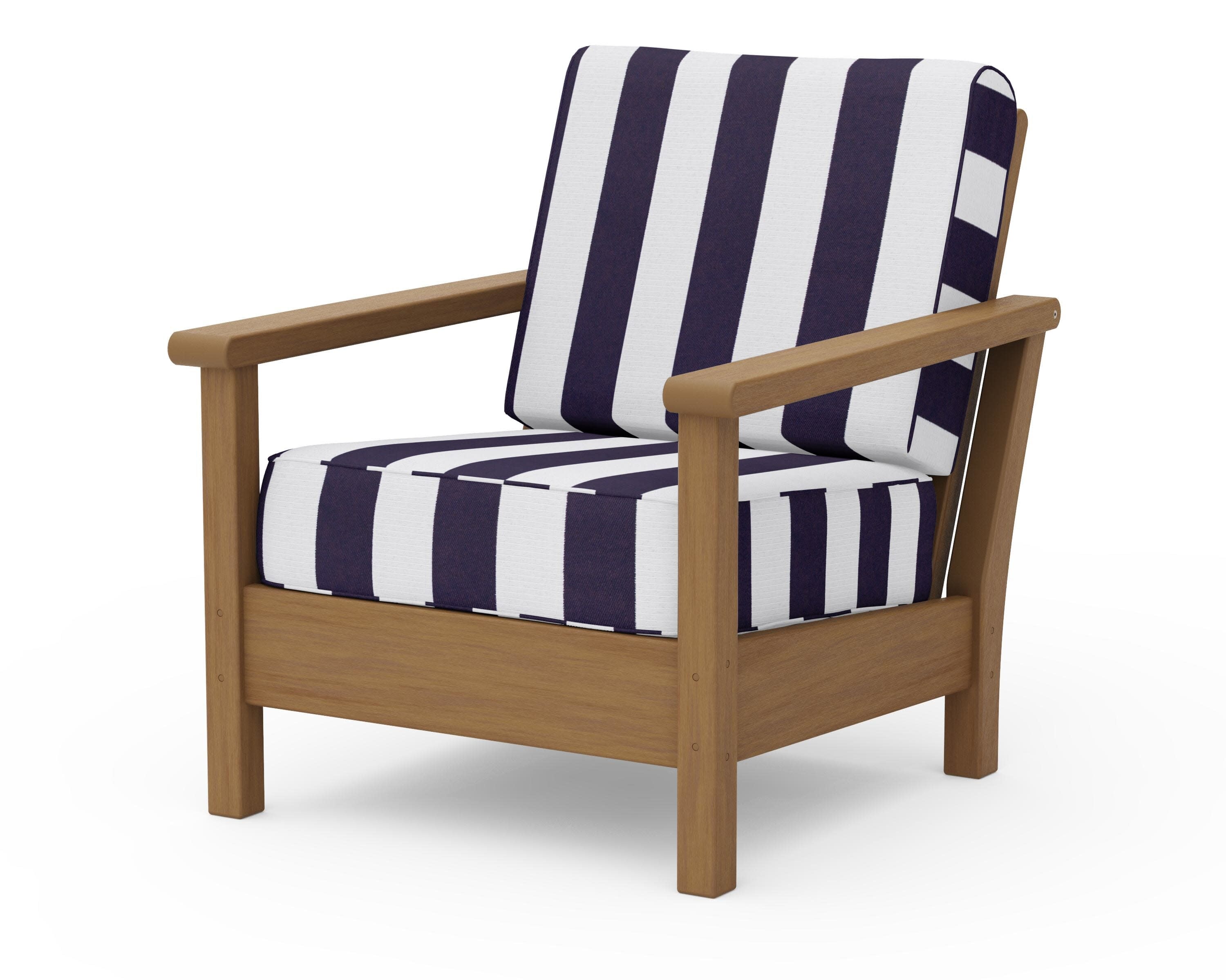 Harbour Deep Seating Chair in Natural / Cabana Stripe Navy