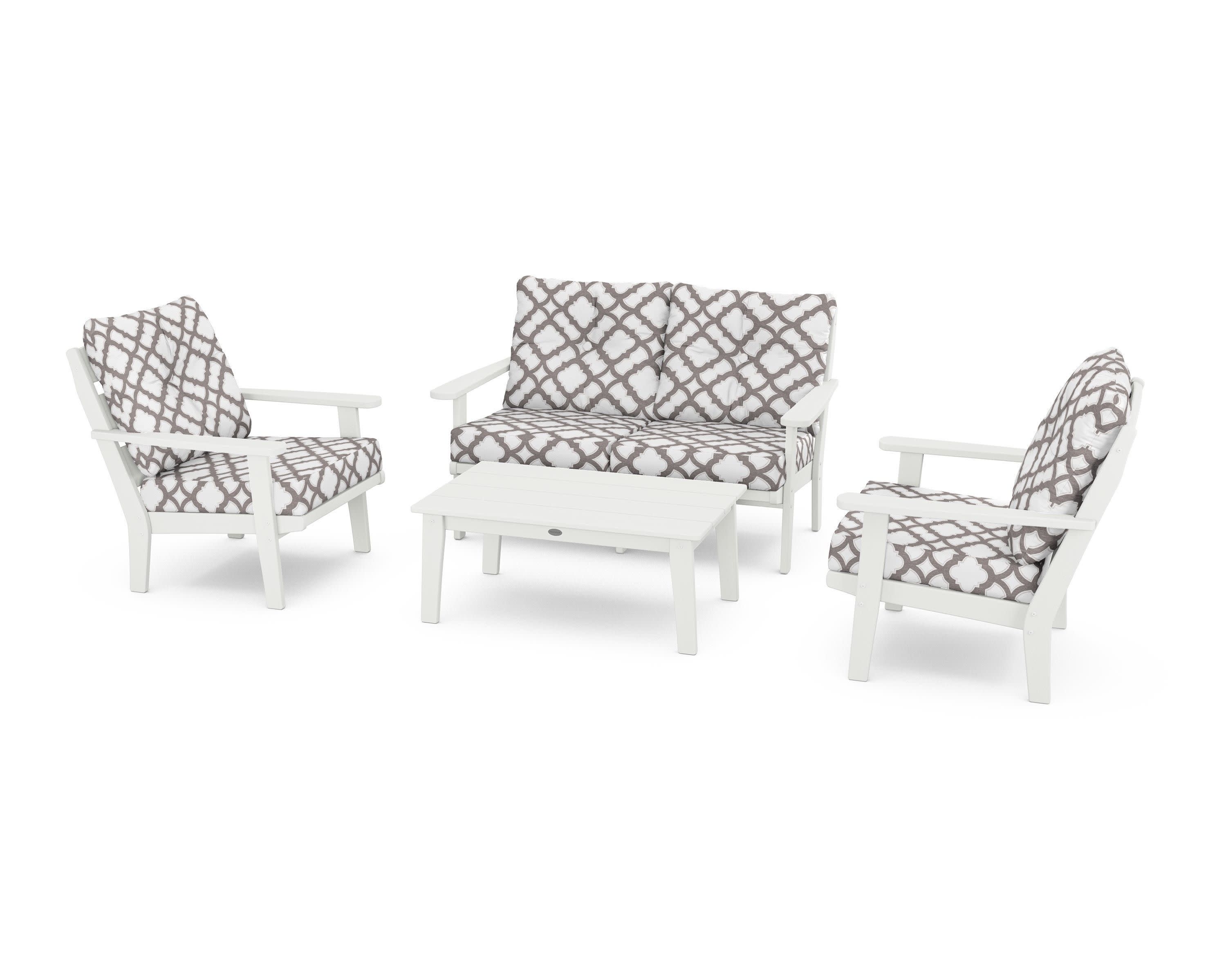 Lakeside 4-Piece Deep Seating Set in Vintage White / Trellis Grey Mist