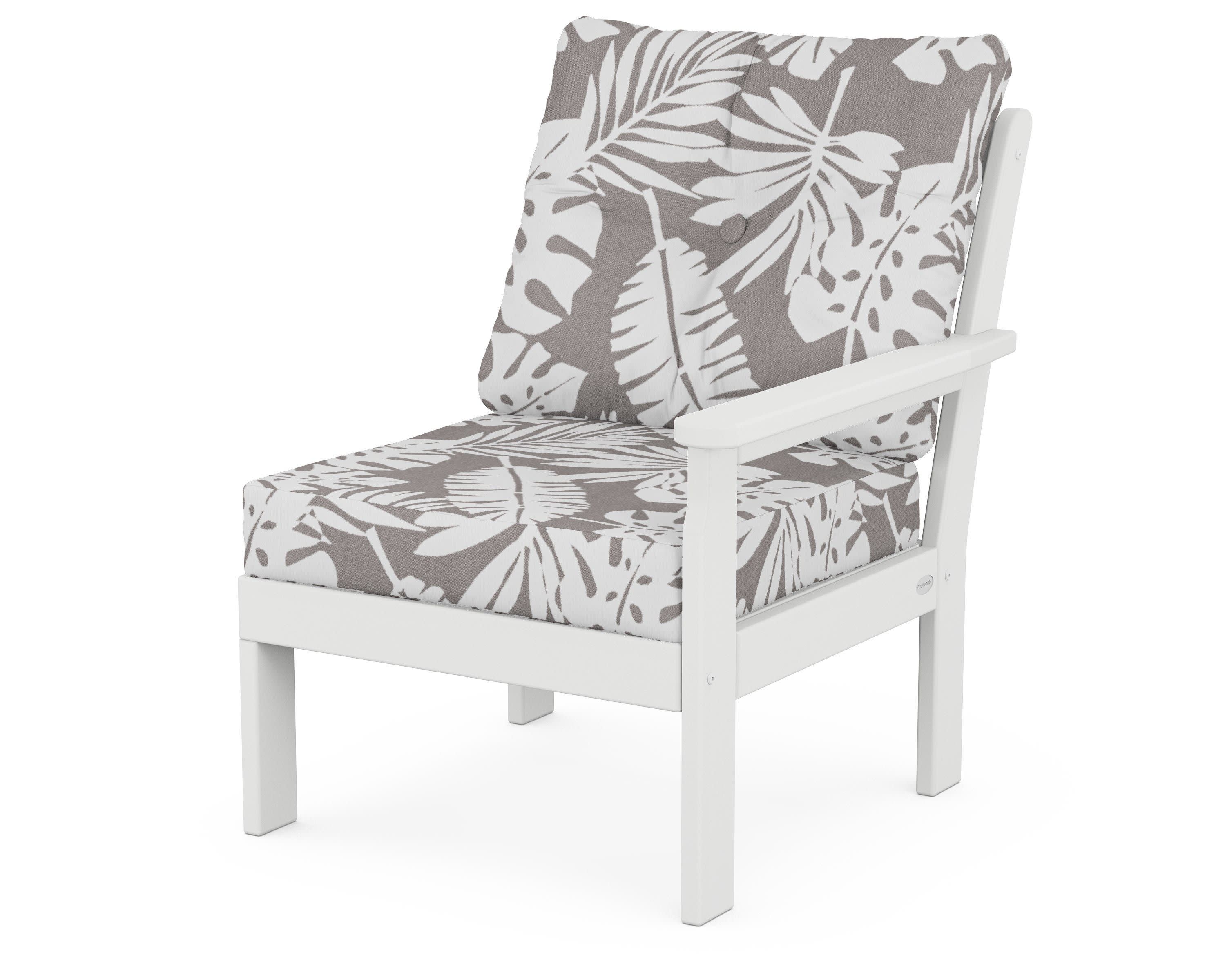 Vineyard Modular Right Arm Chair in White / Leaf Grey Mist