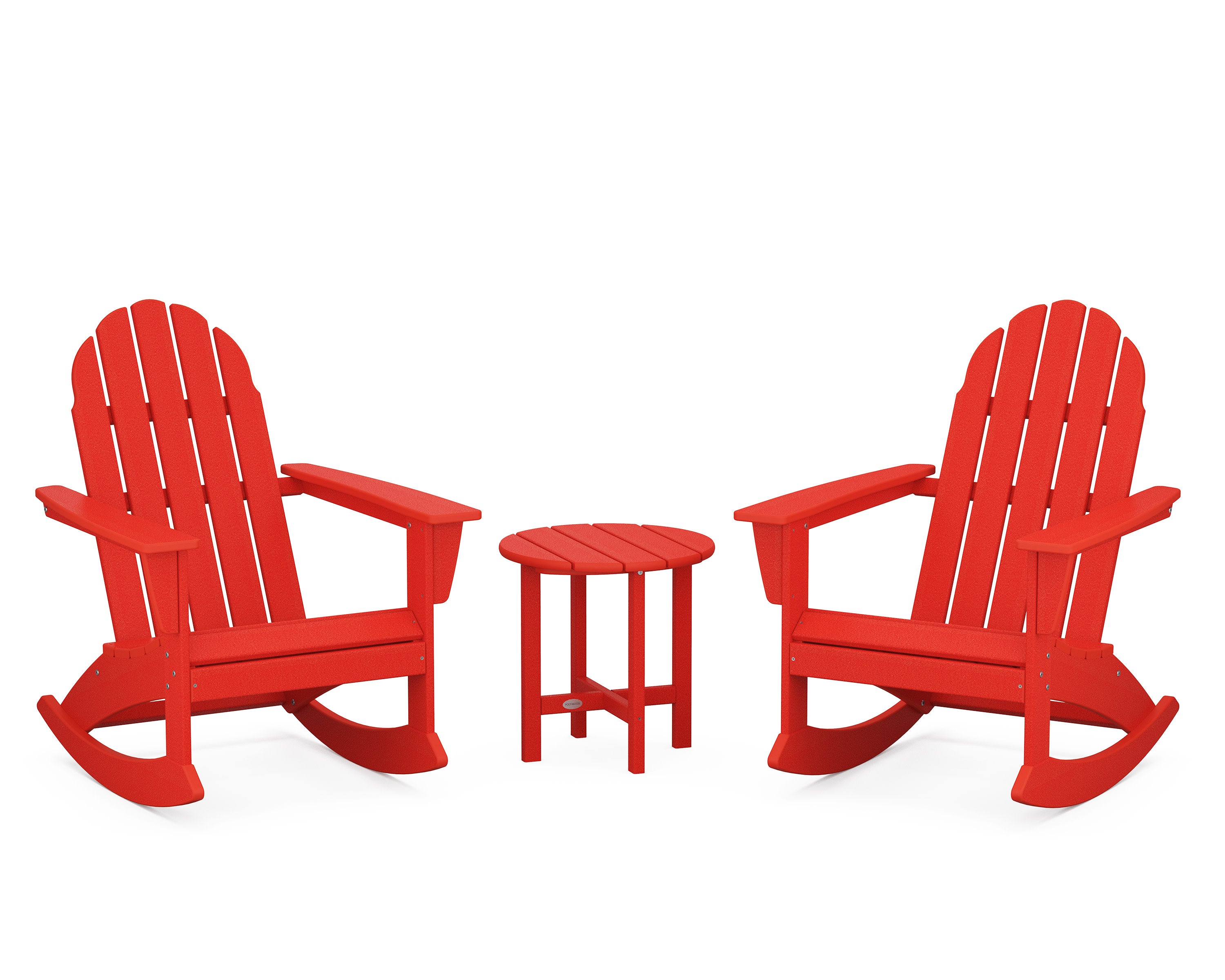 Vineyard 3-Piece Adirondack Rocking Chair Set in Sunset Red