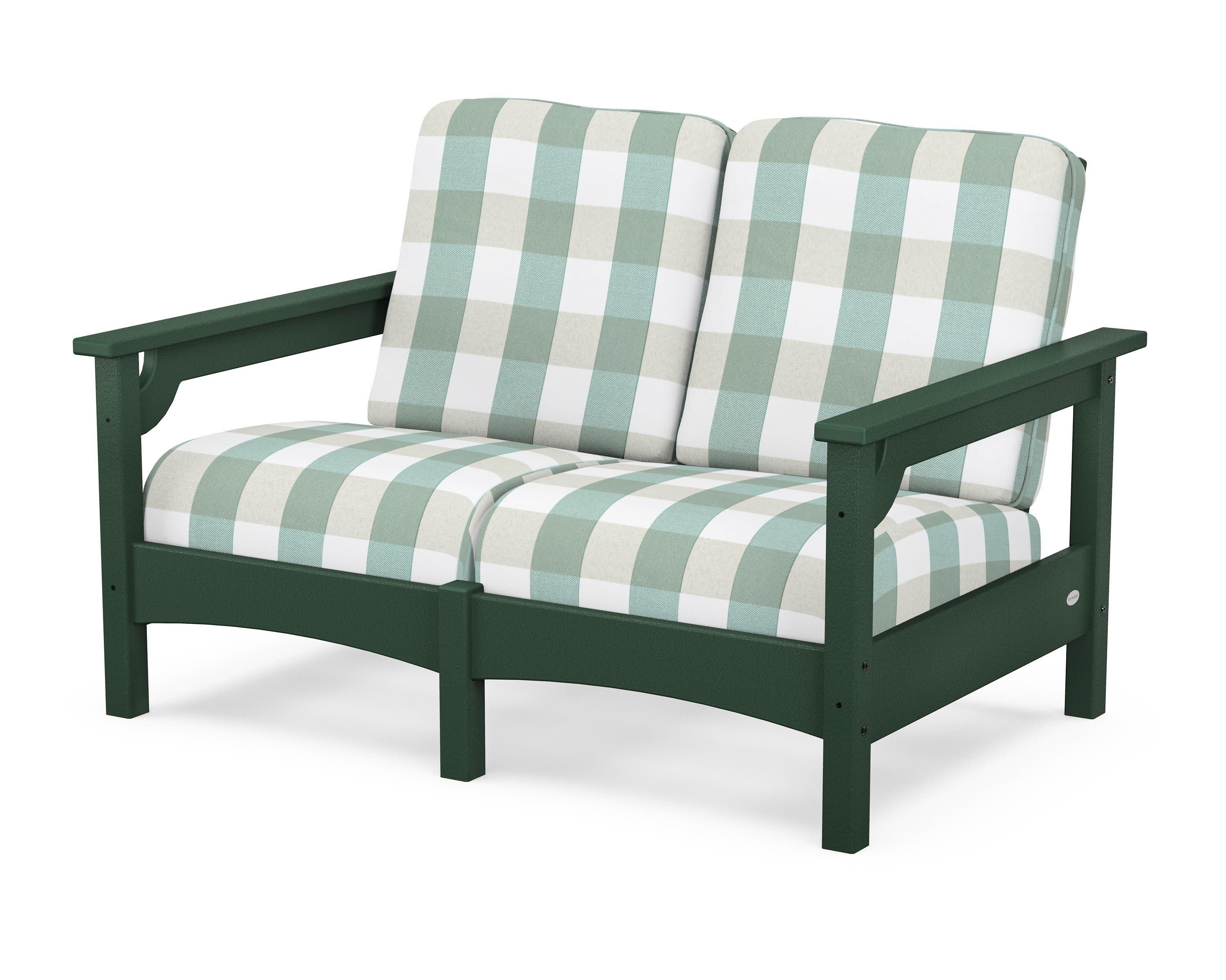 Club Loveseat in Green / Buffalo Plaid Glacier Spa