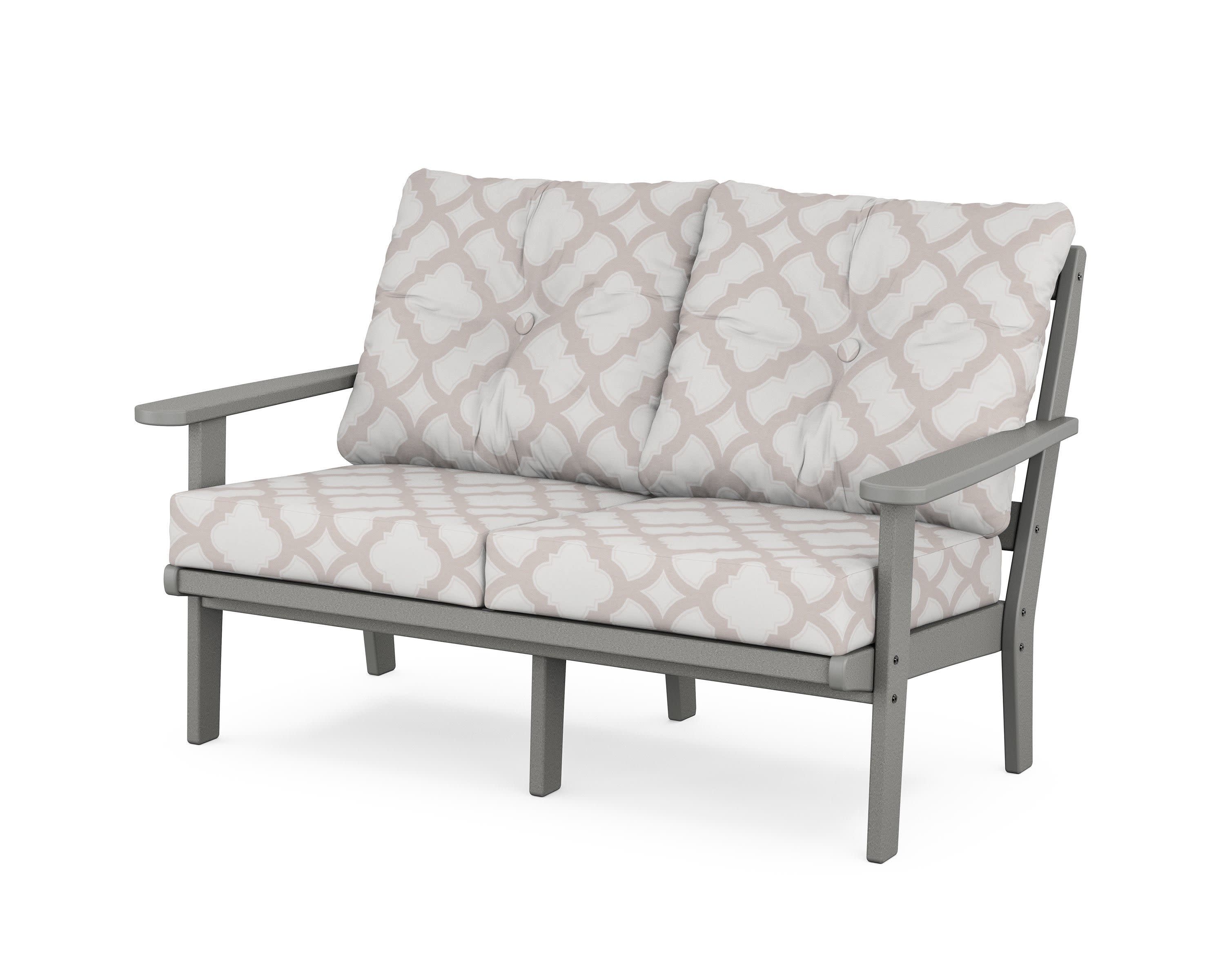 Mission Deep SeatingLoveseat in Slate Grey / Trellis Dune Burlap