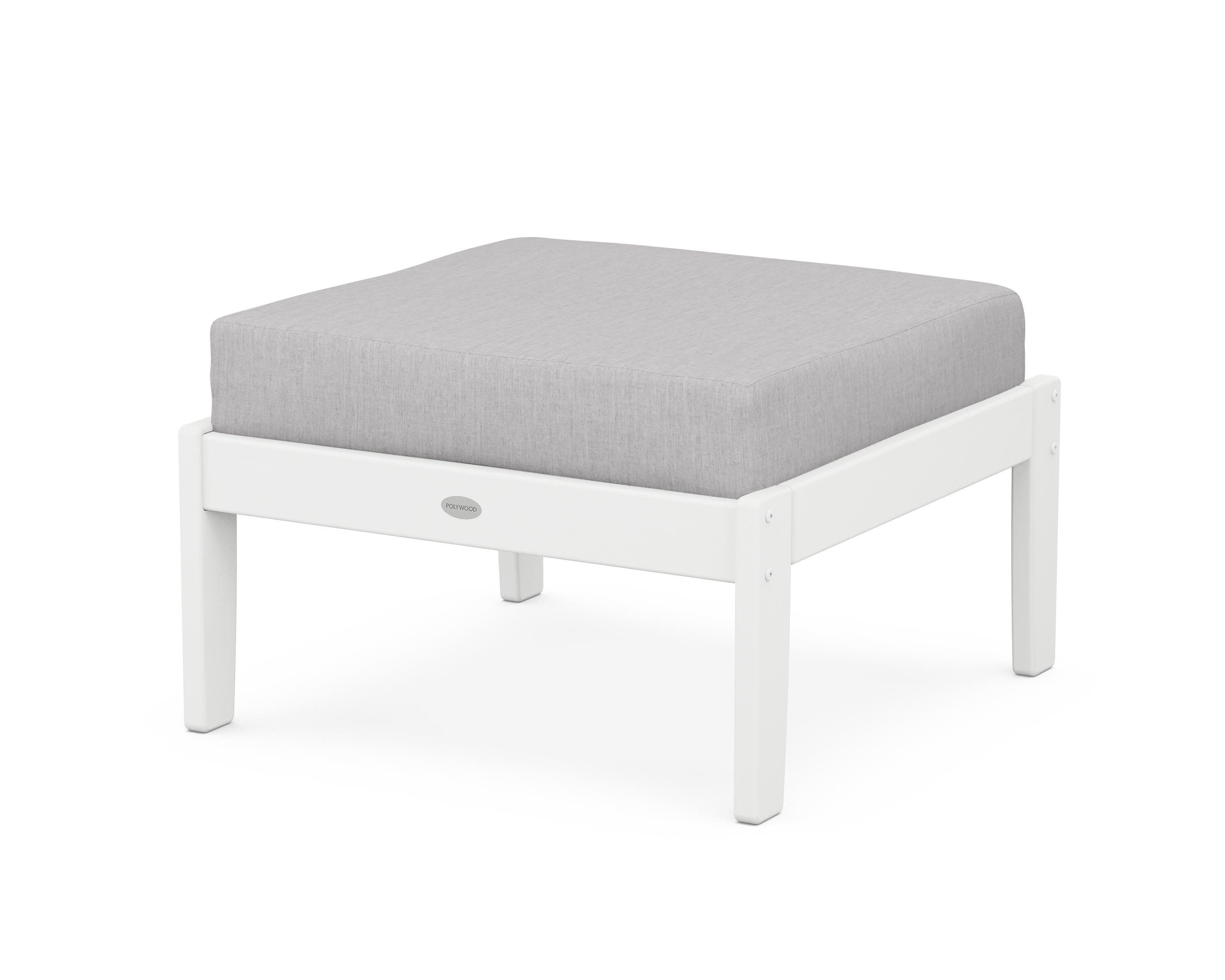 Braxton Deep Seating Ottoman in White / Granite