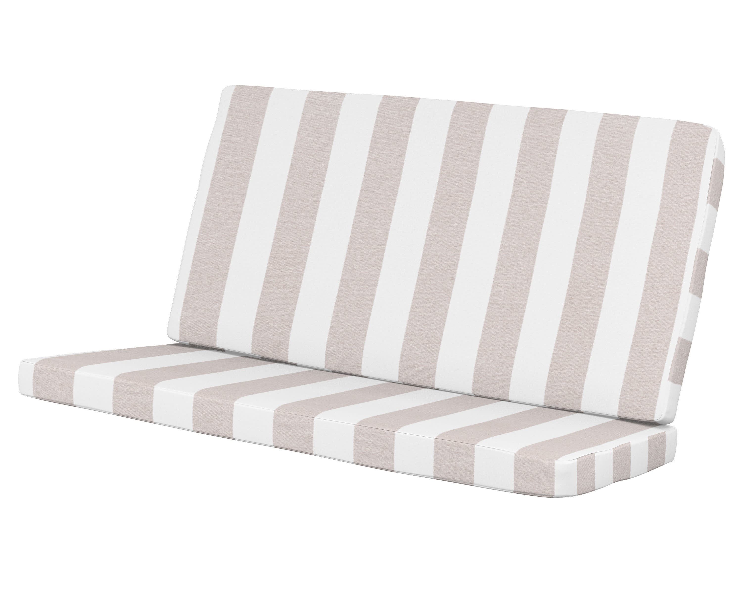 Modern Loveseat Cushion in Cabana Stripe Dune Burlap
