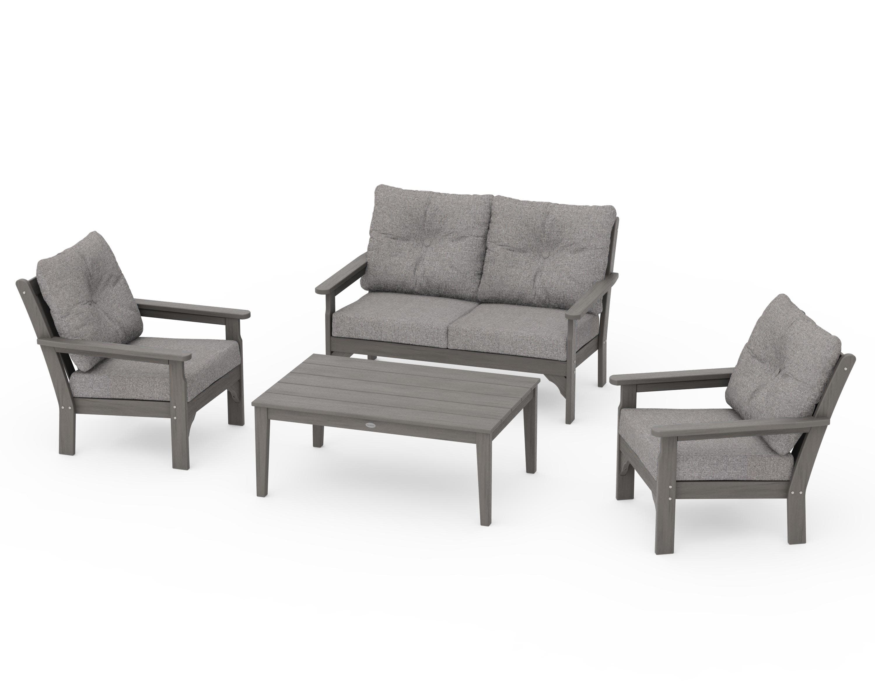 Vineyard 4-Piece Deep Seating Set in Driftwood / Grey Mist