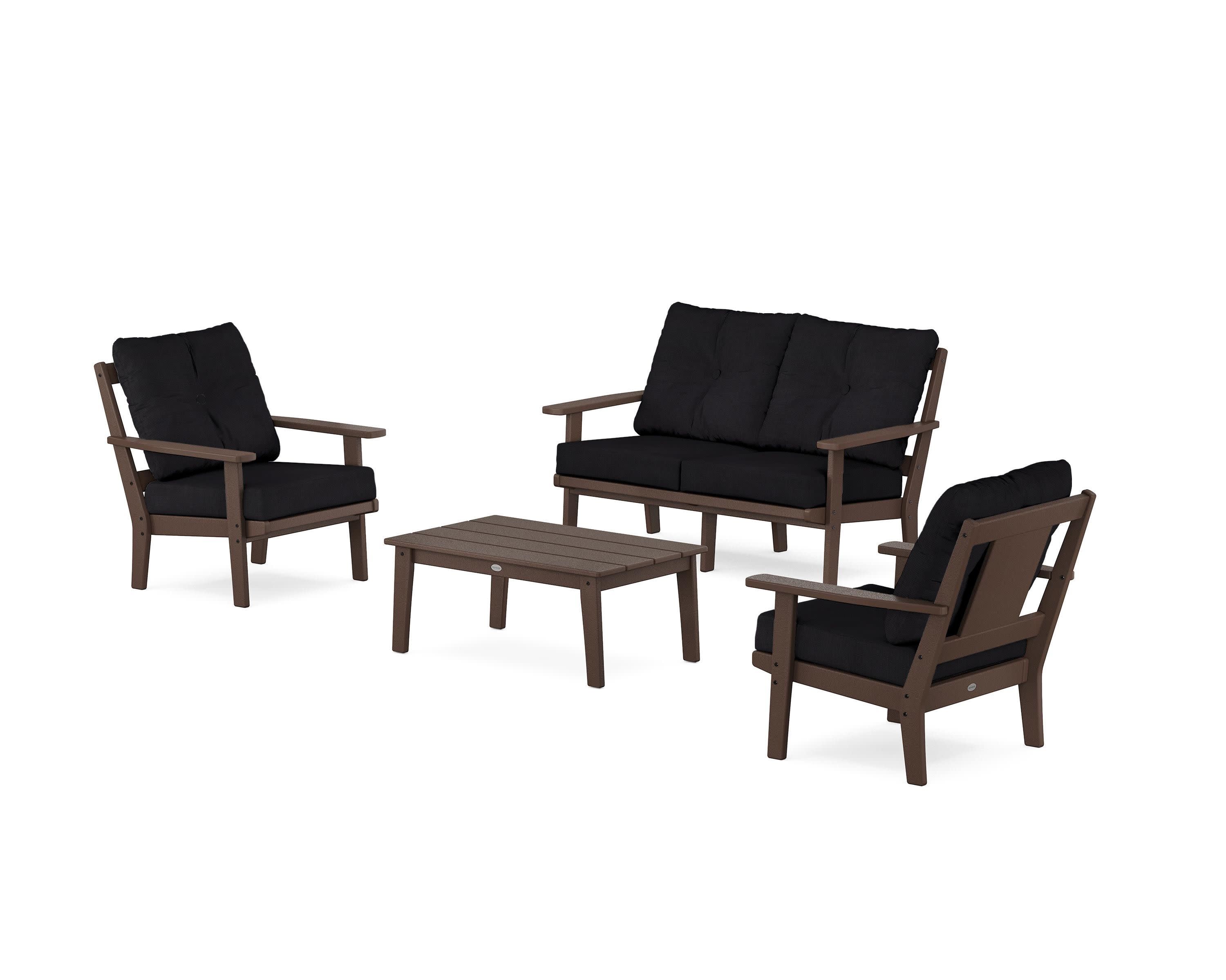 Prairie 4-Piece Deep Seating Set with Loveseat in Mahogany / Midnight Linen