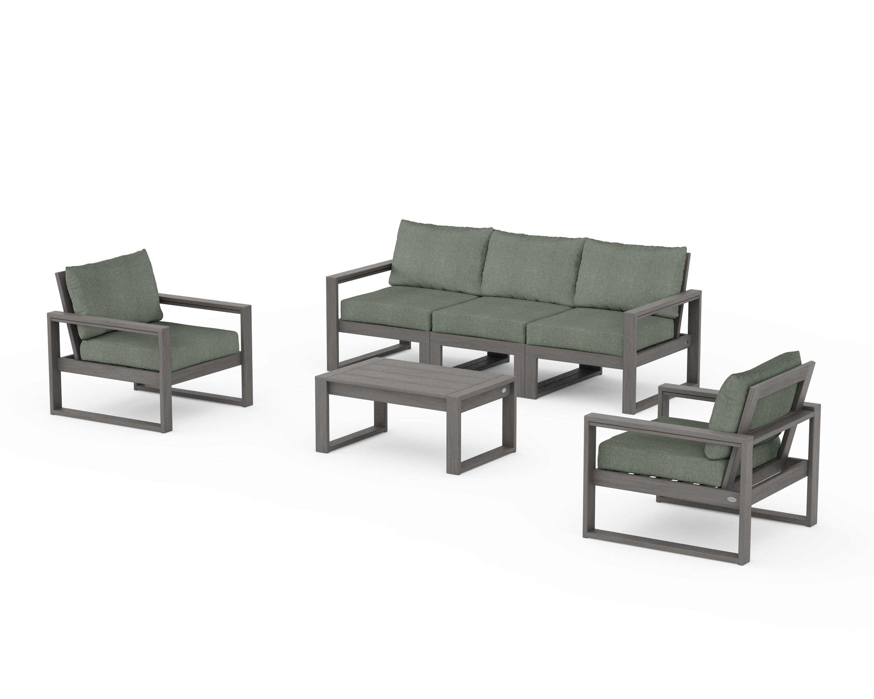EDGE Sectional 4-Piece Deep Seating Set with Sofa in Driftwood / Cast Sage