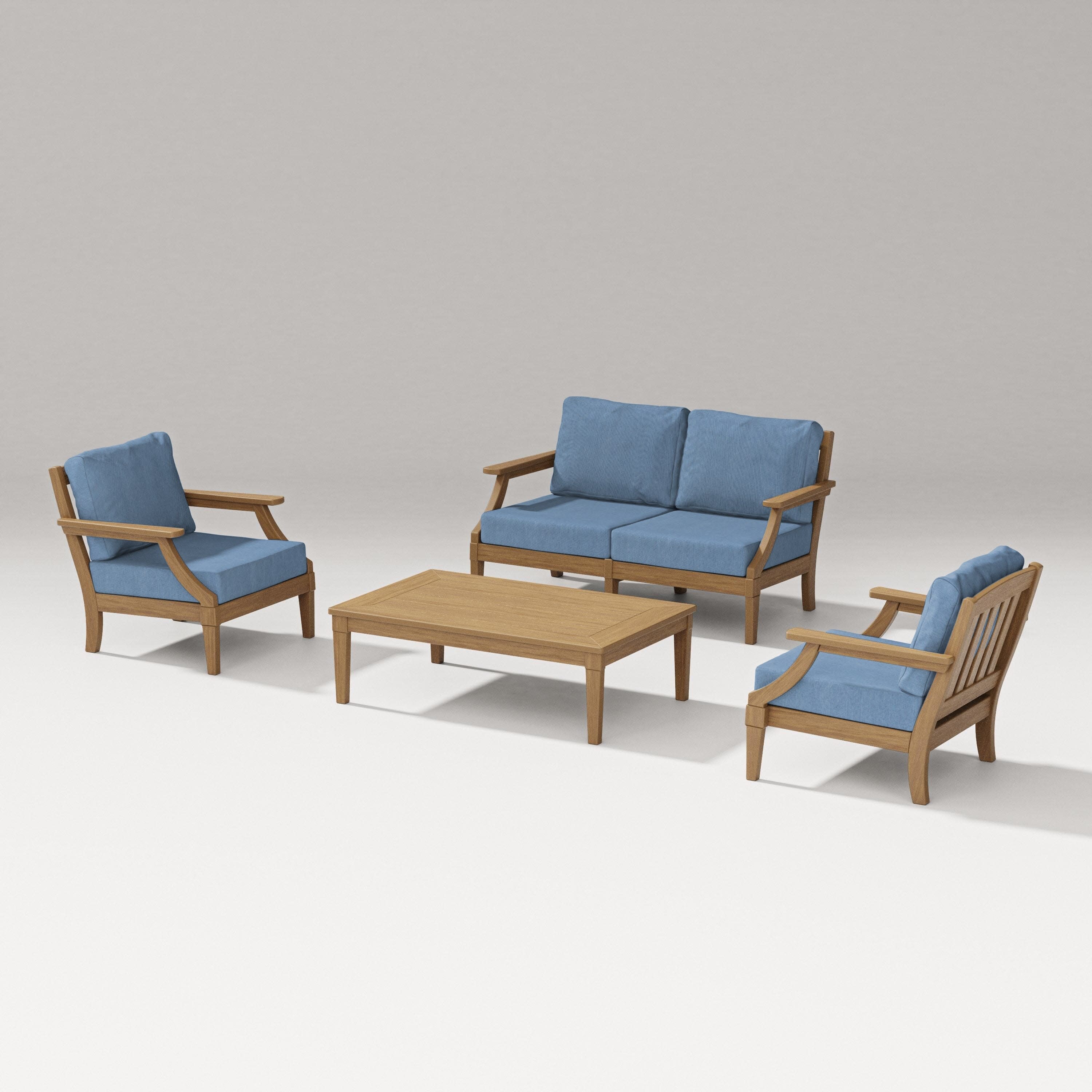 Estate Lounge 4-Piece Loveseat Set in Natural / Sky Blue