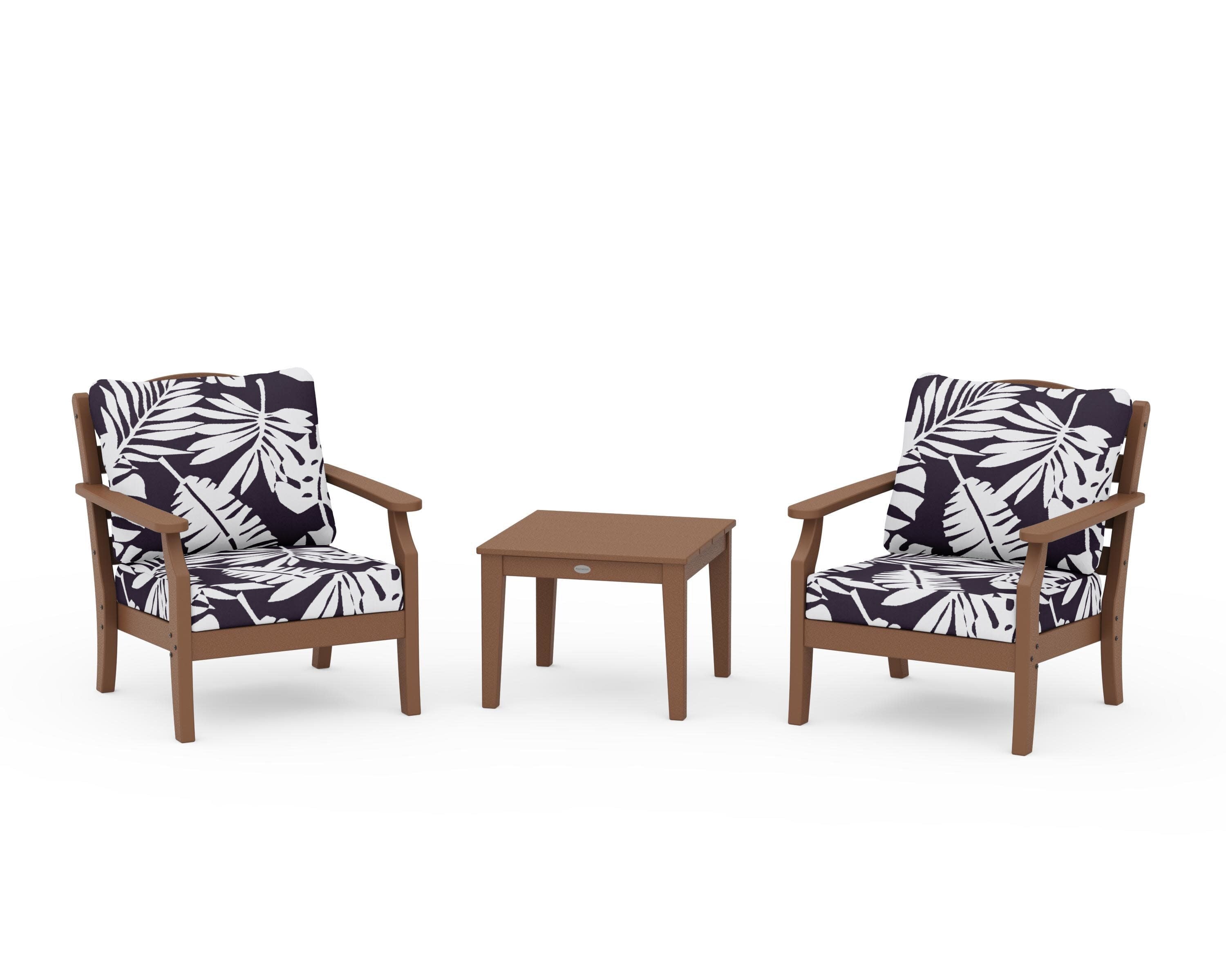 Savannah 3-Piece Deep Seating Set in Teak / Leaf Navy