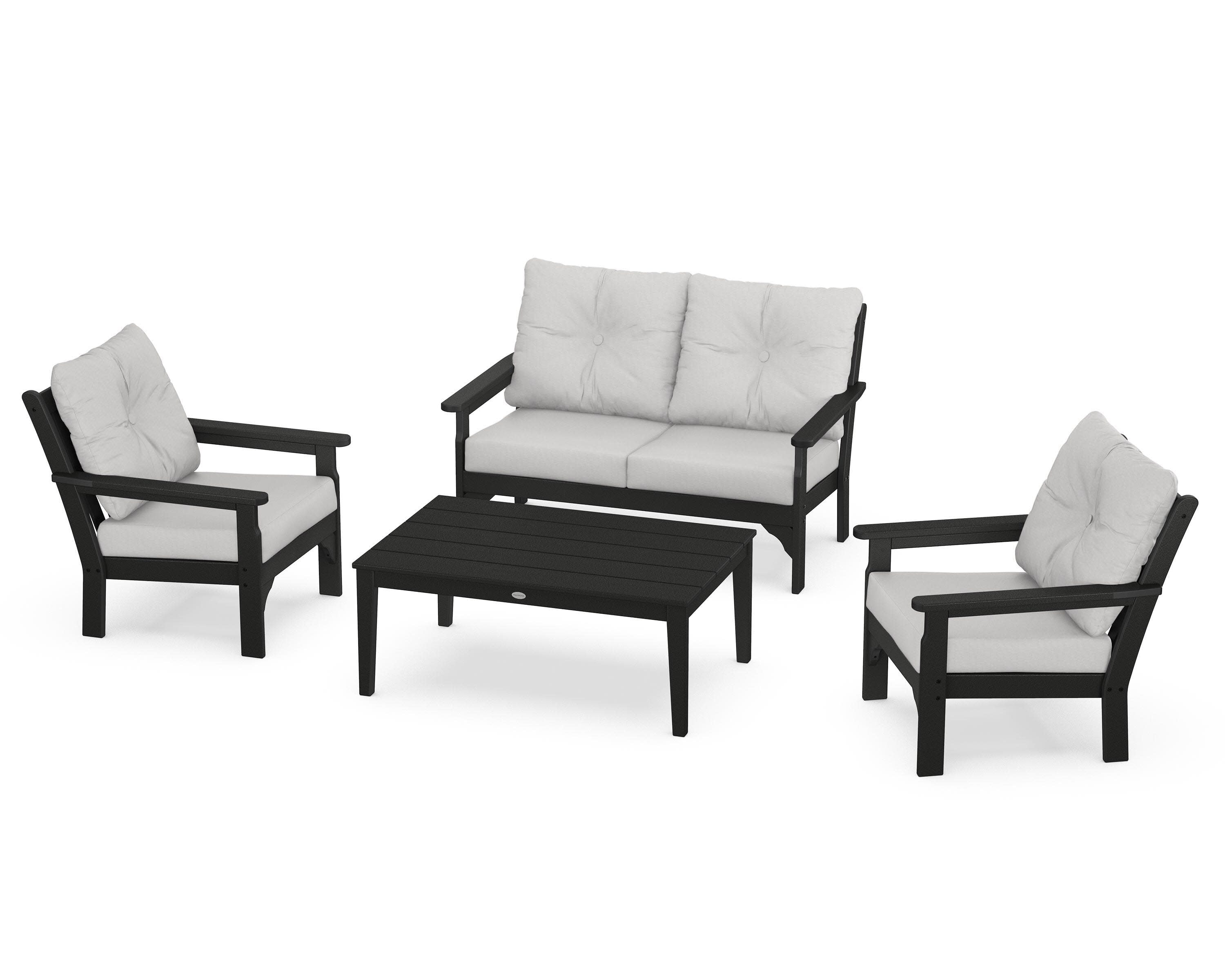 Vineyard 4-Piece Deep Seating Set in Black / Diamond in the Rough