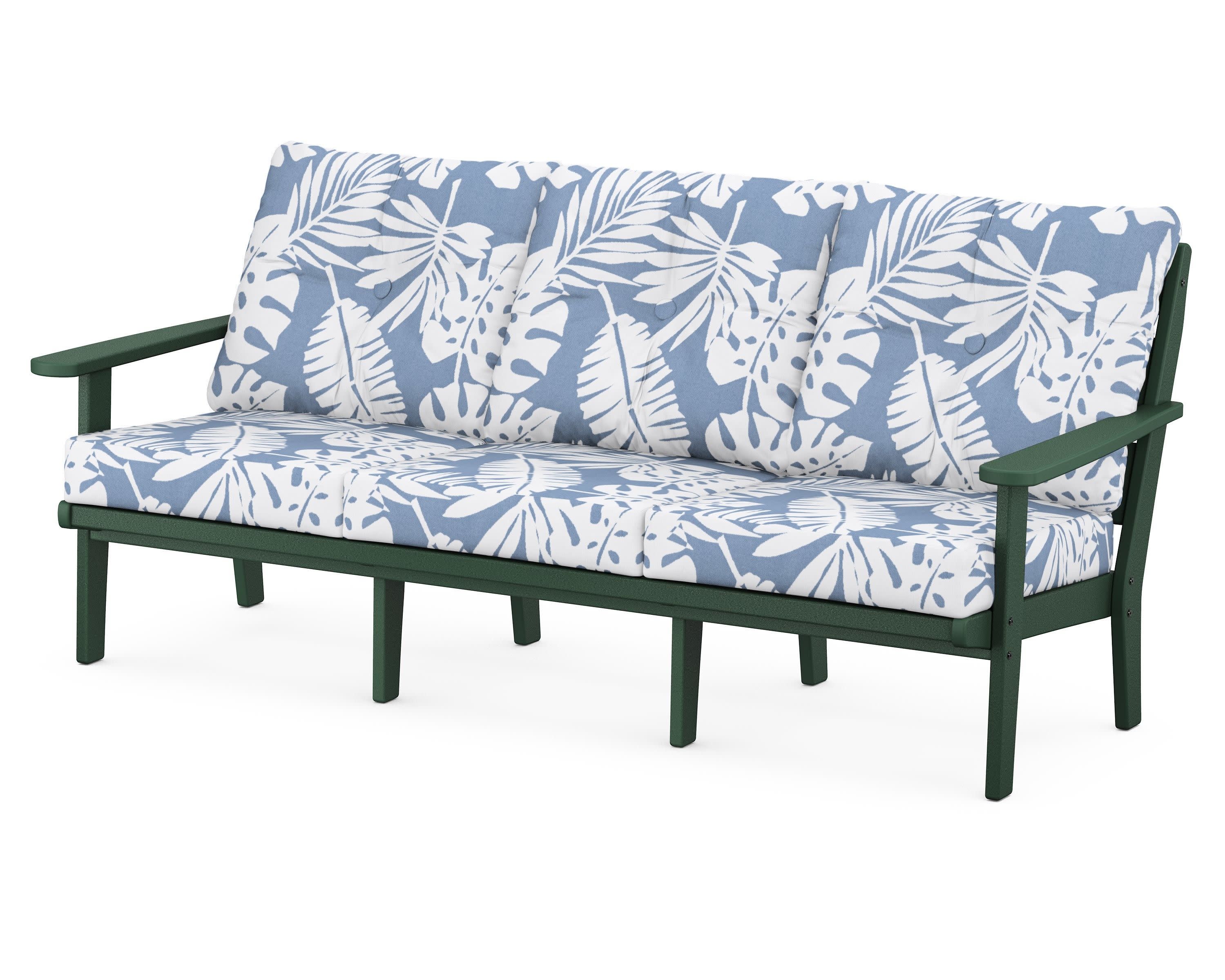 Lakeside Deep Seating Sofa in Green / Leaf Sky Blue