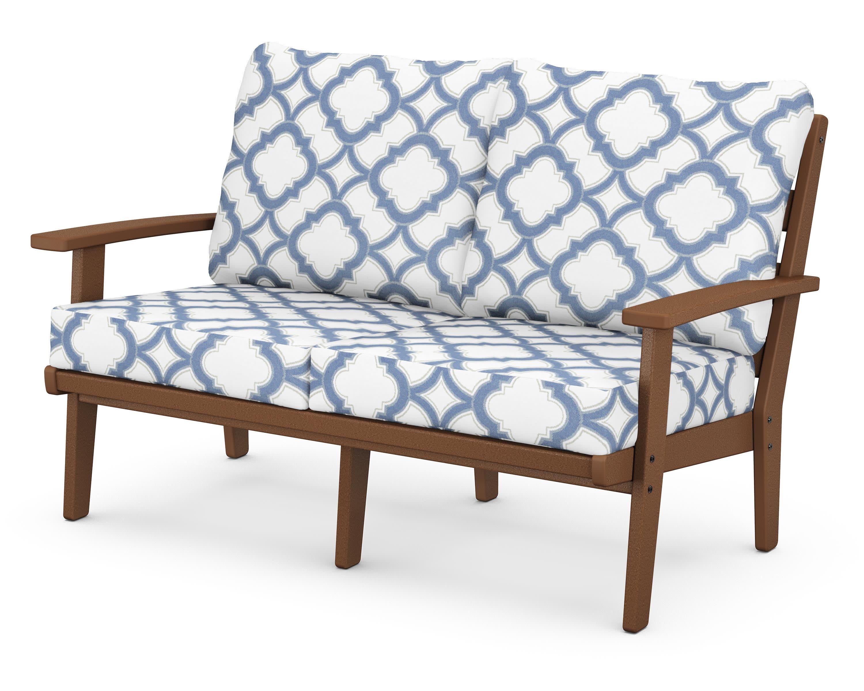 Grant Park Deep Seating Loveseat in Teak / Trellis Sky Blue