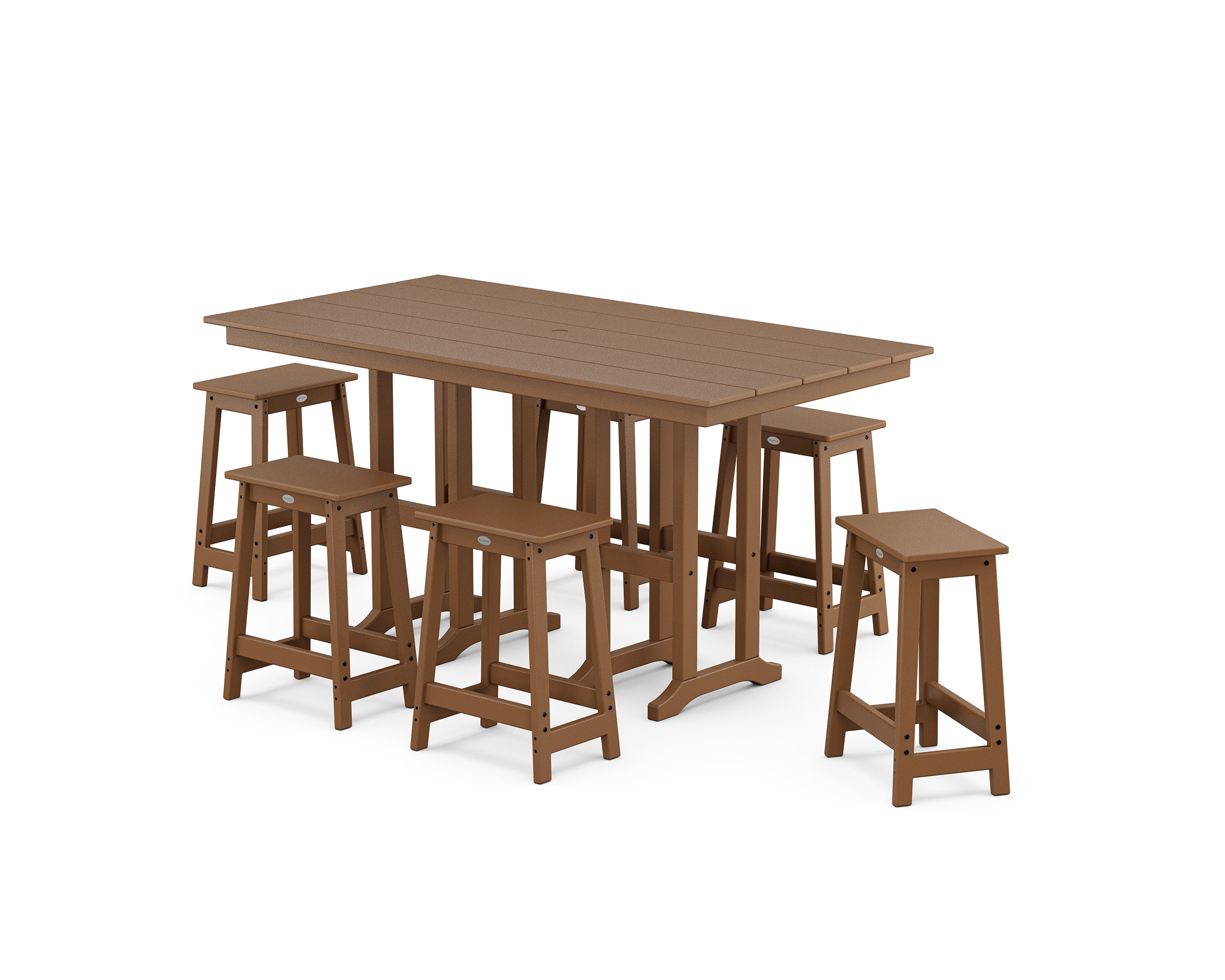 Modern Studio Counter Stool 7-Piece Set in Teak
