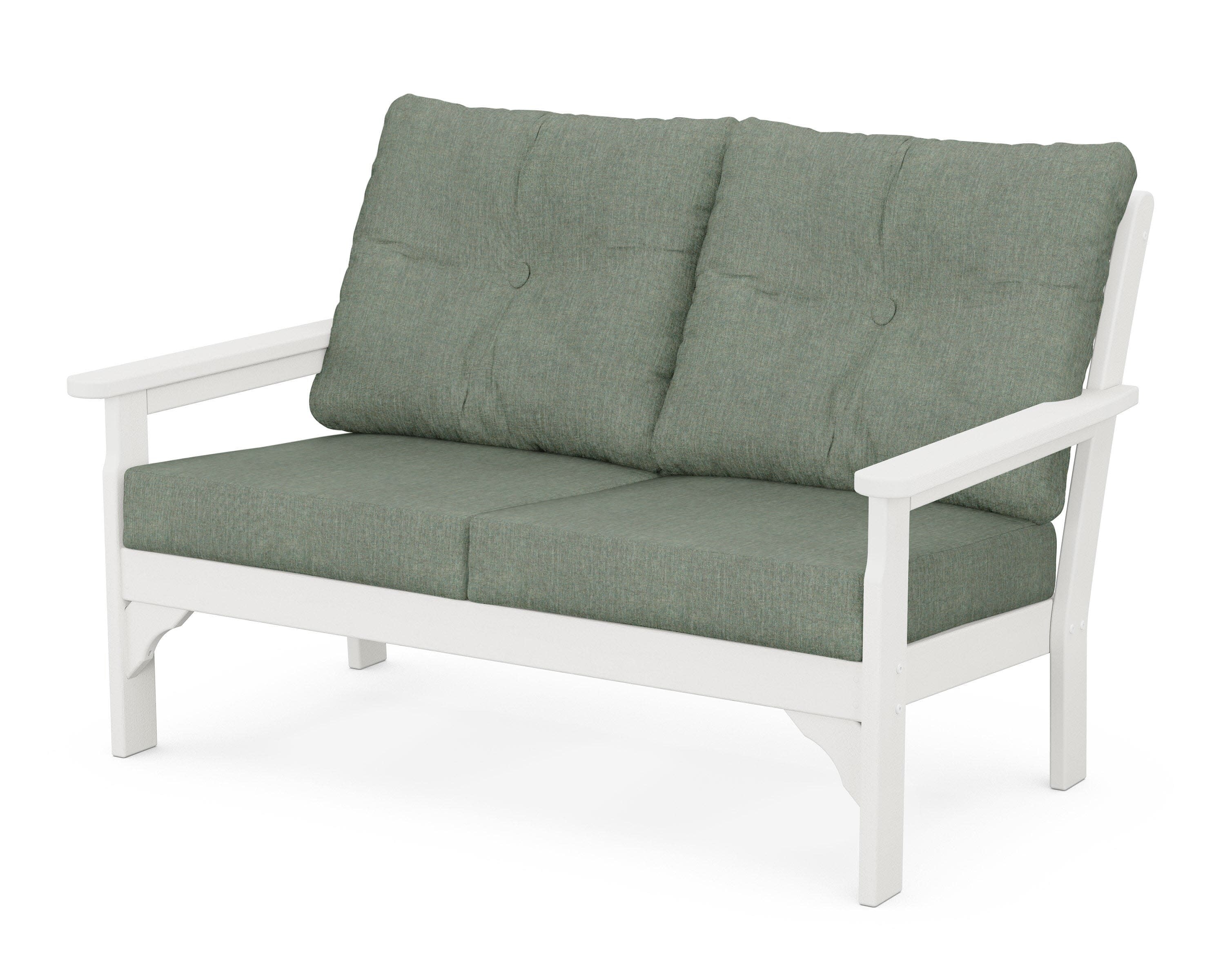 Vineyard Deep Seating Loveseat in Vintage White / Cast Sage