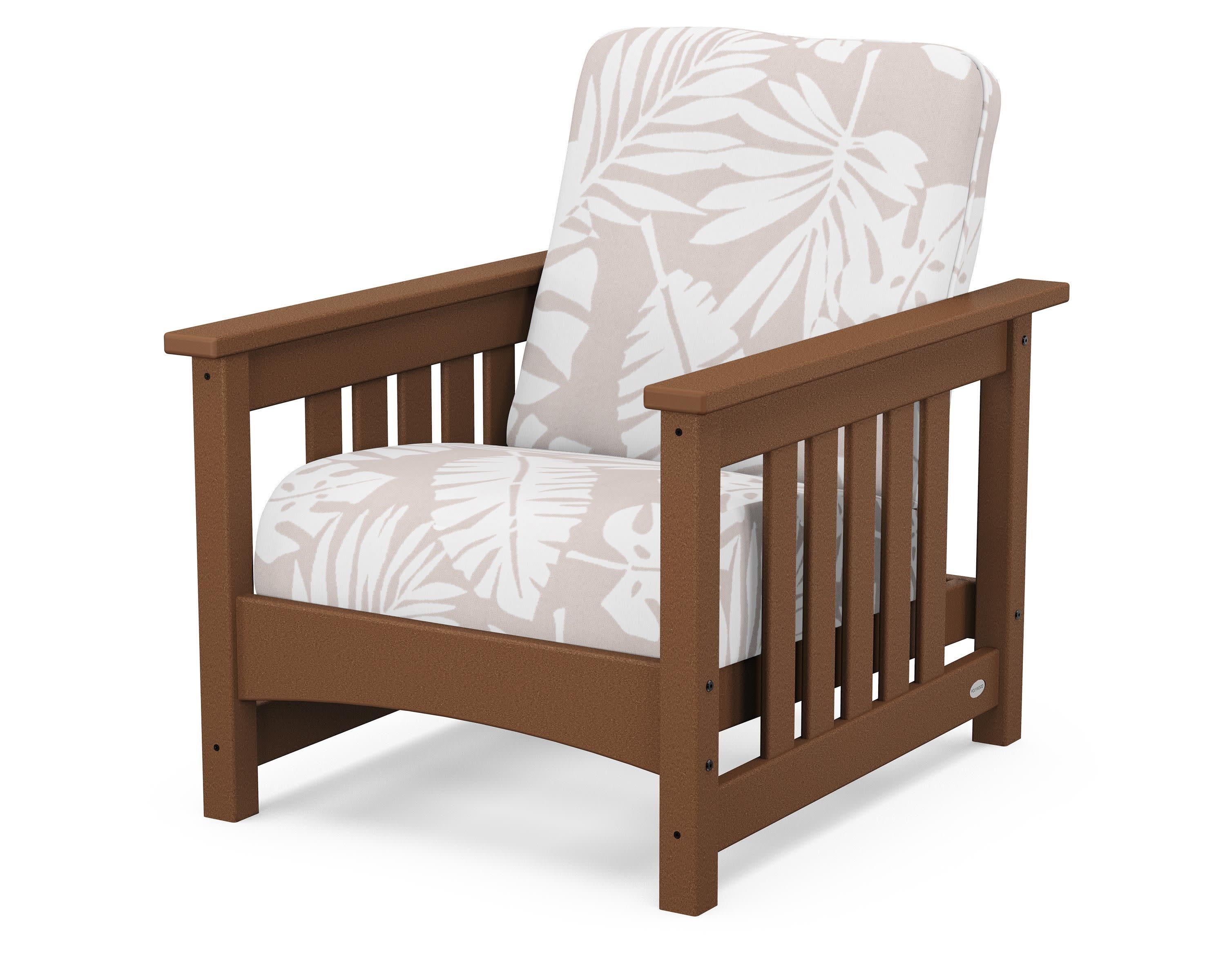Club Mission Chair in Teak / Leaf Dune Burlap