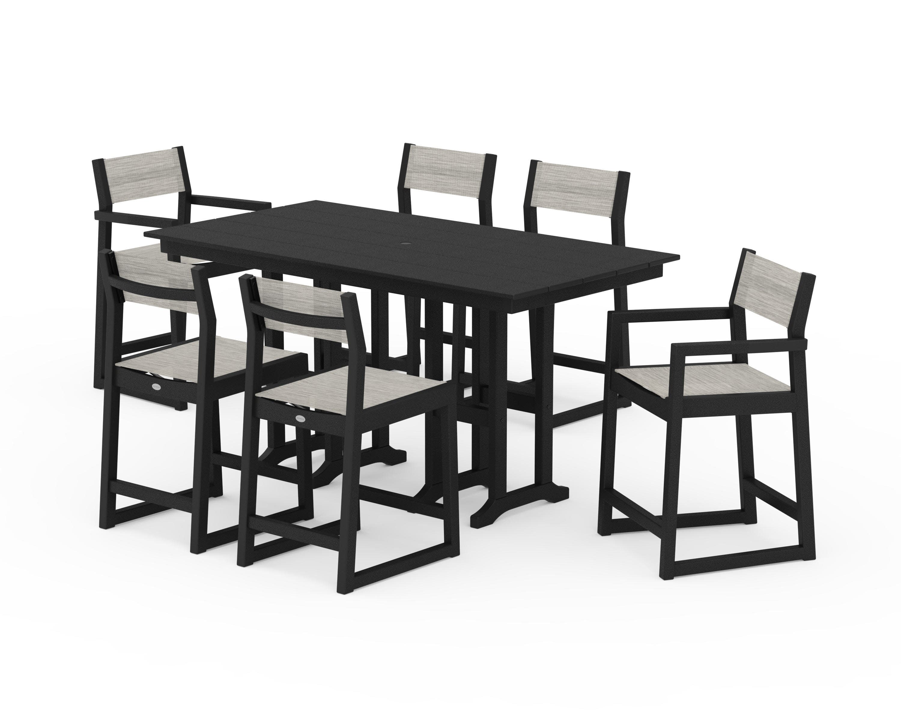 EDGE Sling 7-Piece Farmhouse Counter Set in Black / Birch Sling