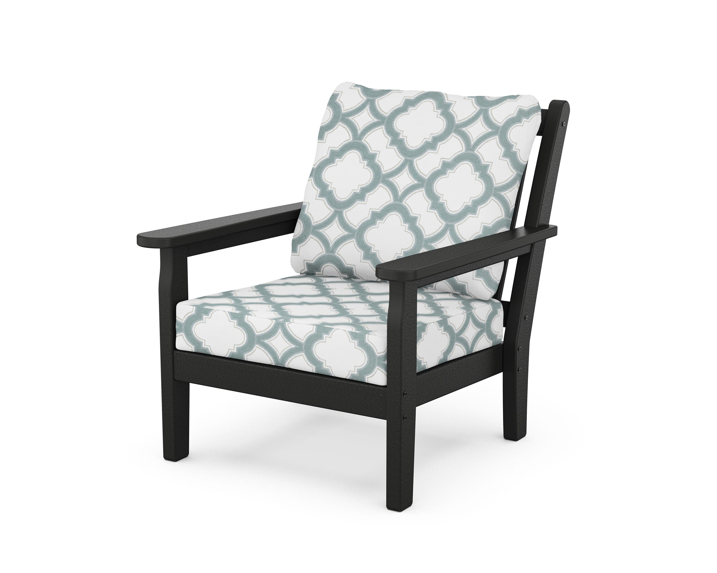 Chippendale Deep Seating Chair in Black / Trellis Glacier Spa