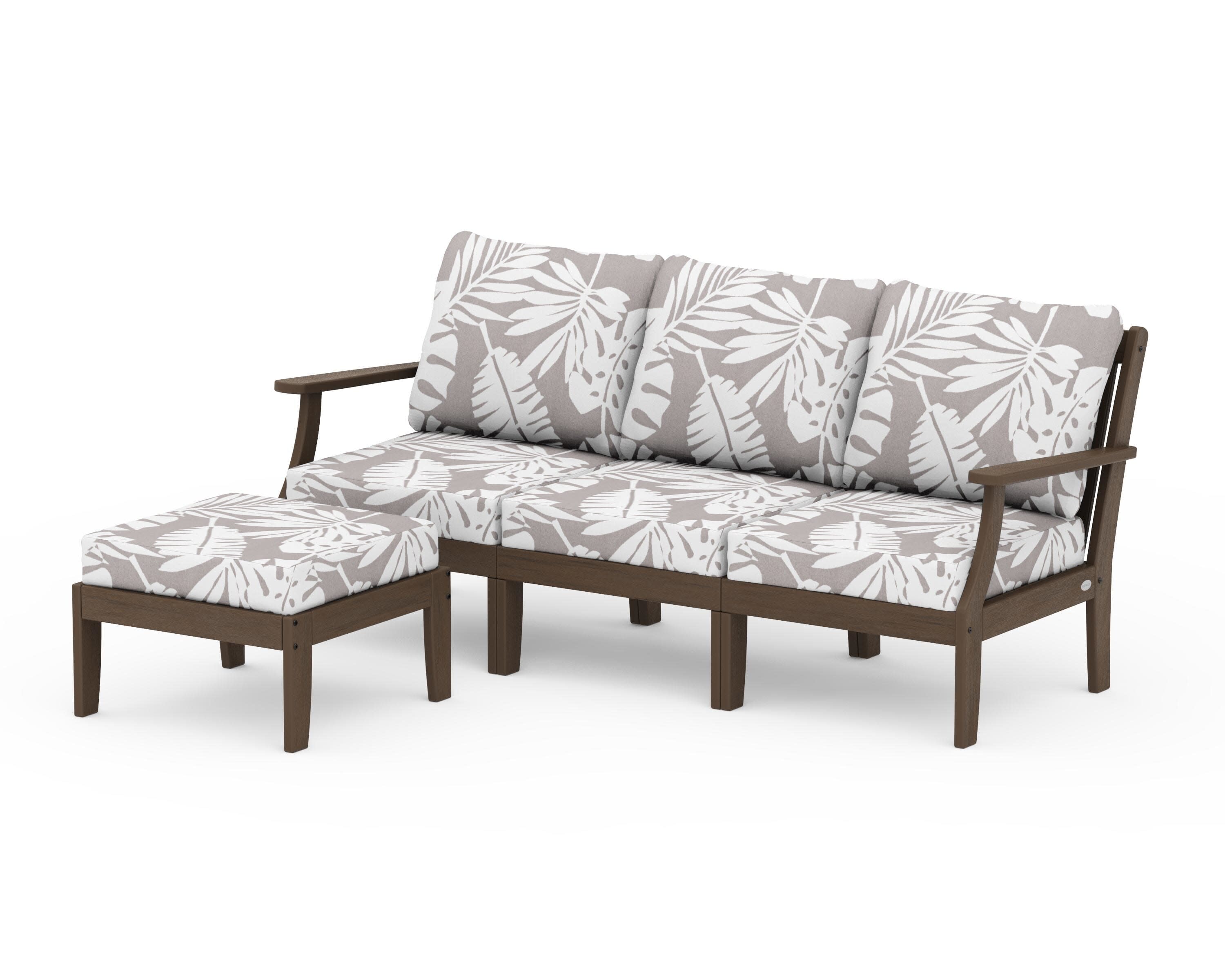 Braxton Modular 4-Piece Deep Seating Set with Ottoman in Kona / Leaf Grey Mist