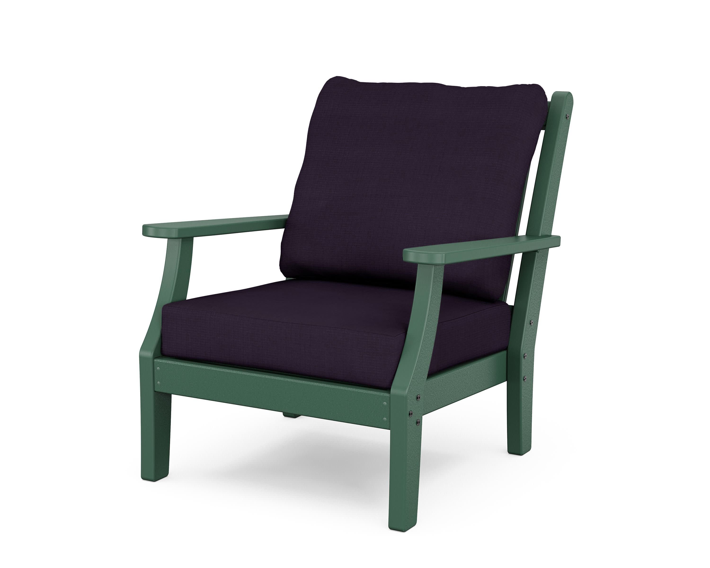 Wovendale Deep Seating Chair in Green / Navy Linen