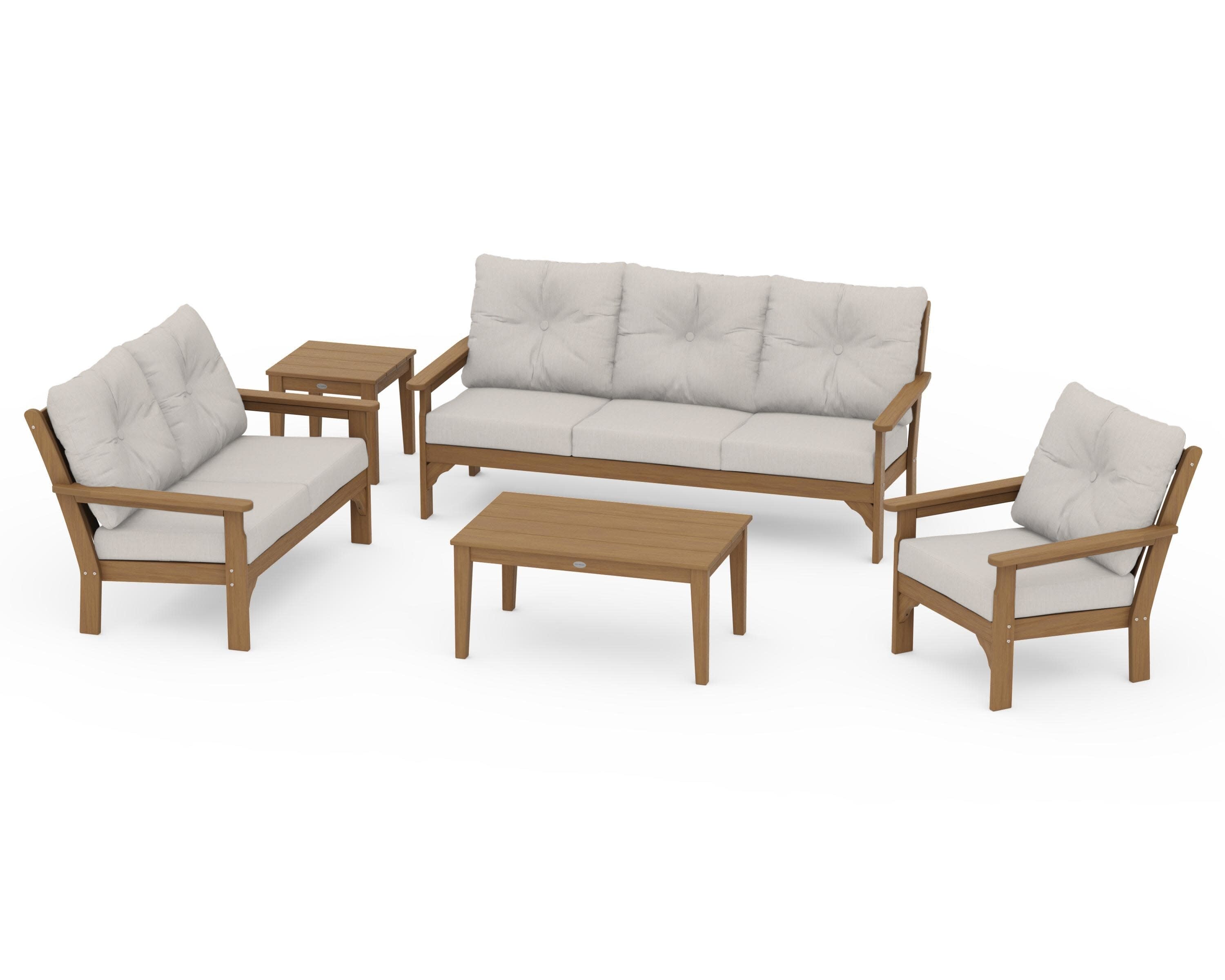 Vineyard 5 Piece Deep Seating Set in Natural / Cast Ash