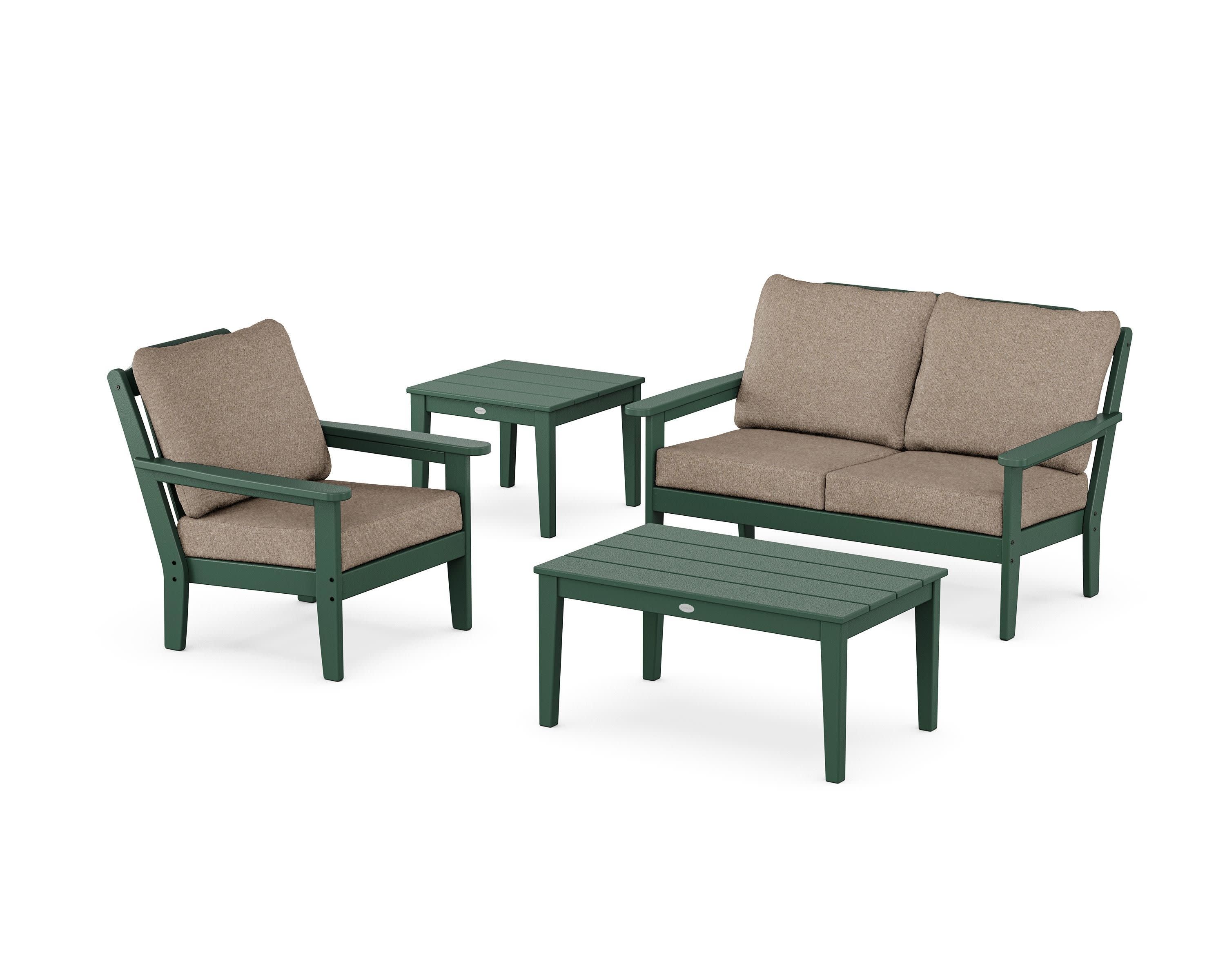 Wovendale 4-Piece Deep Seating Set in Green / Spiced Burlap