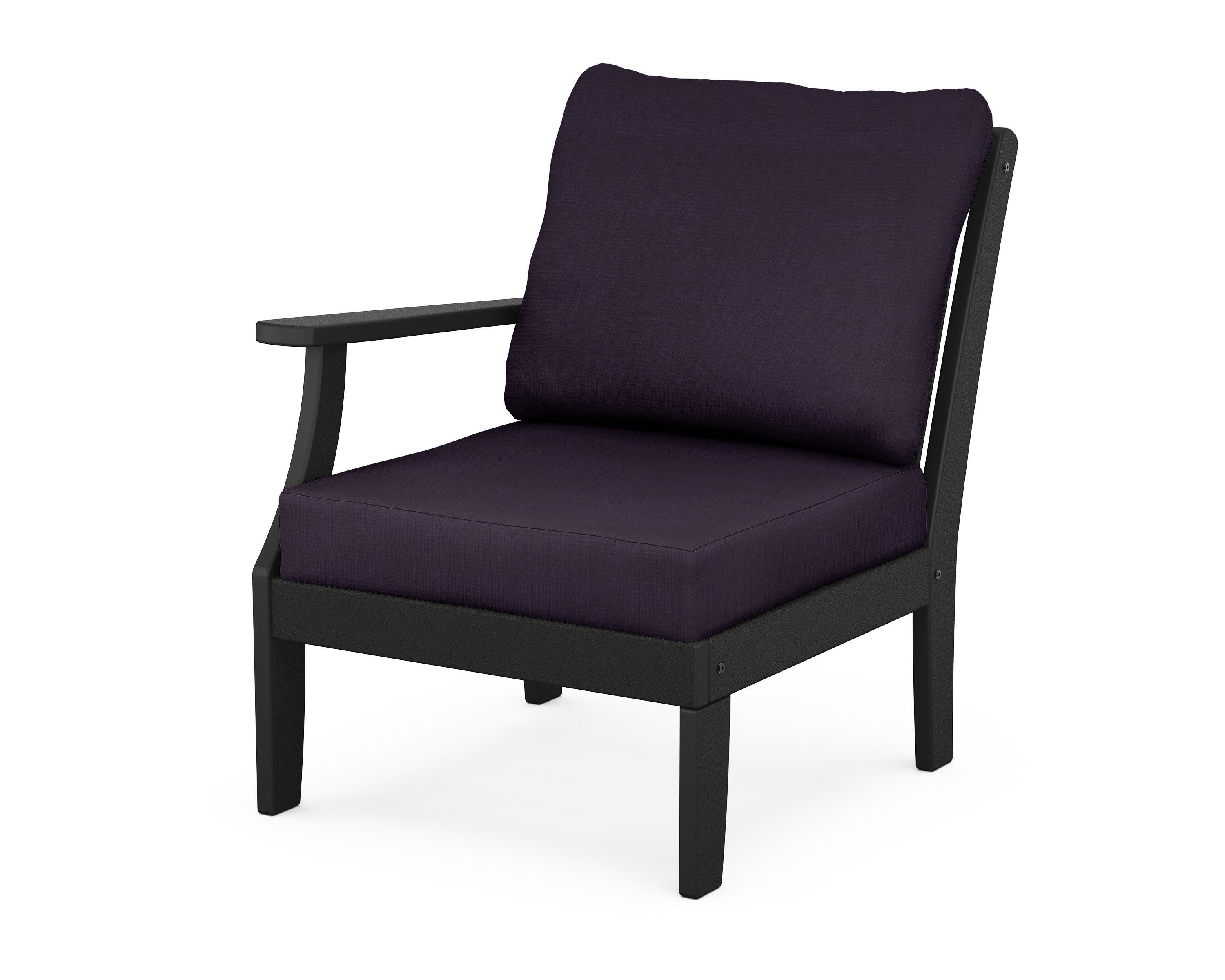 Braxton Modular Left Arm Chair in Black / Navy Linen