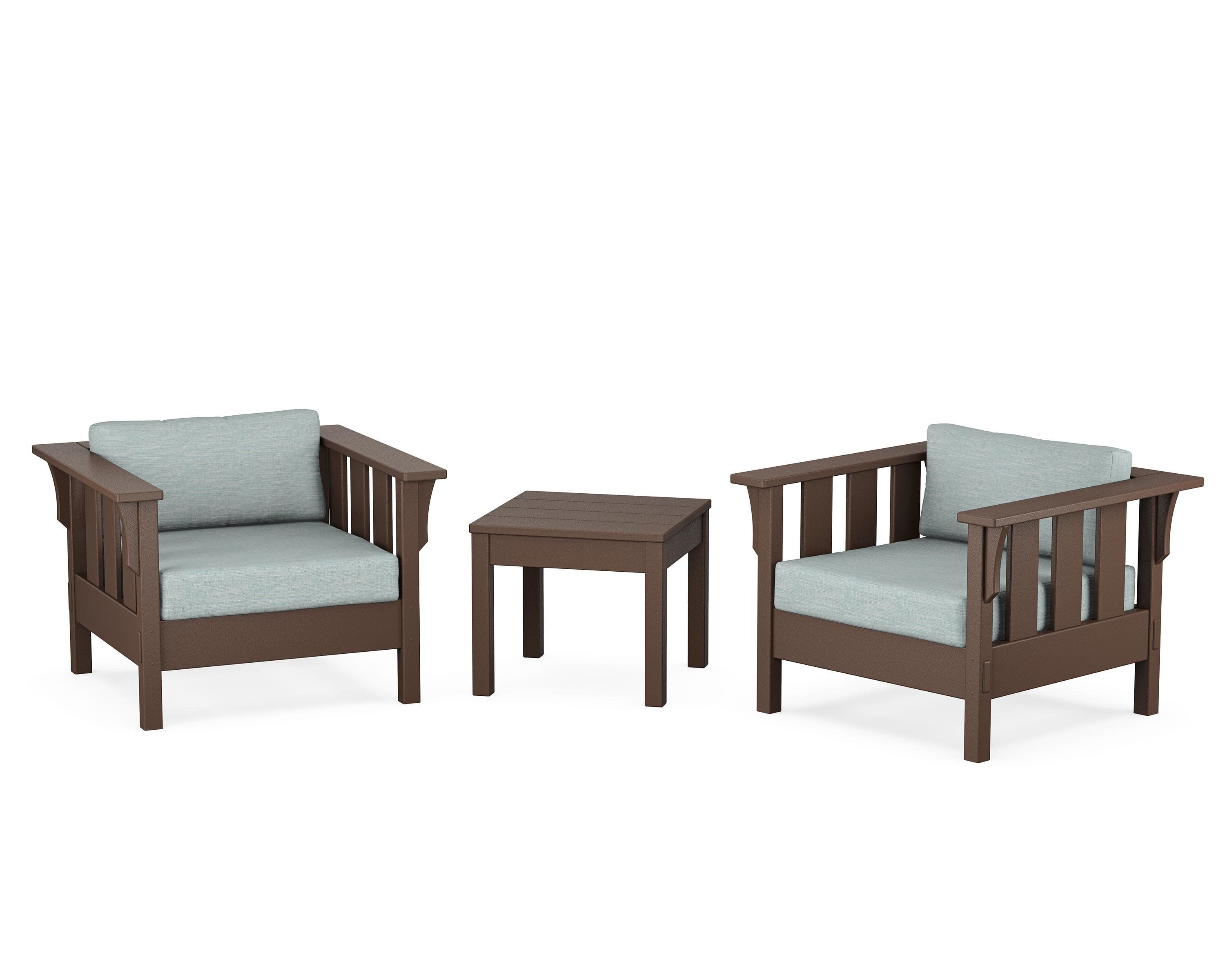 Acadia 3-Piece Deep Seating Set in Mahogany / Soothe Mist