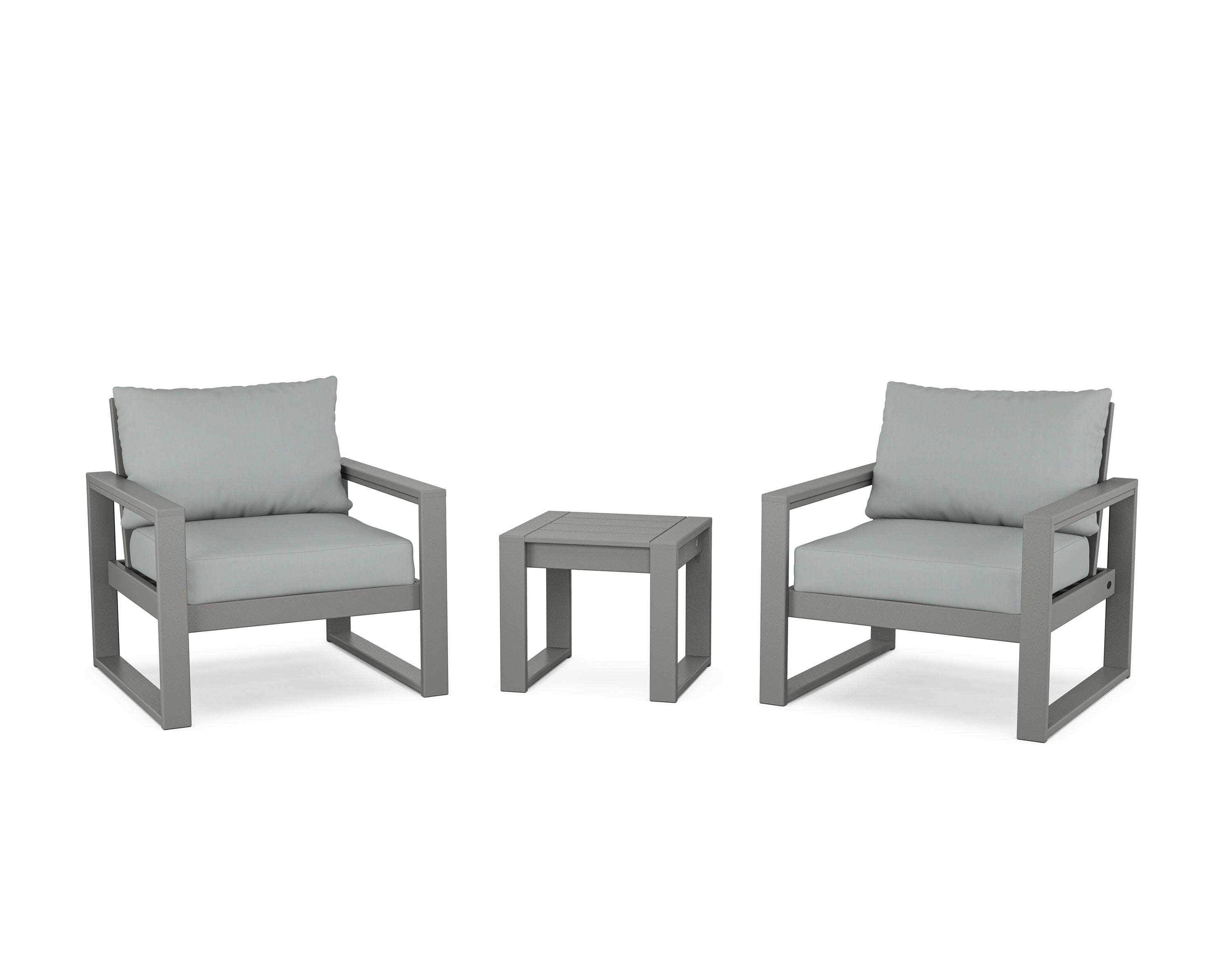EDGE Sectional 3-Piece Deep Seating Set in Slate Grey / Spa