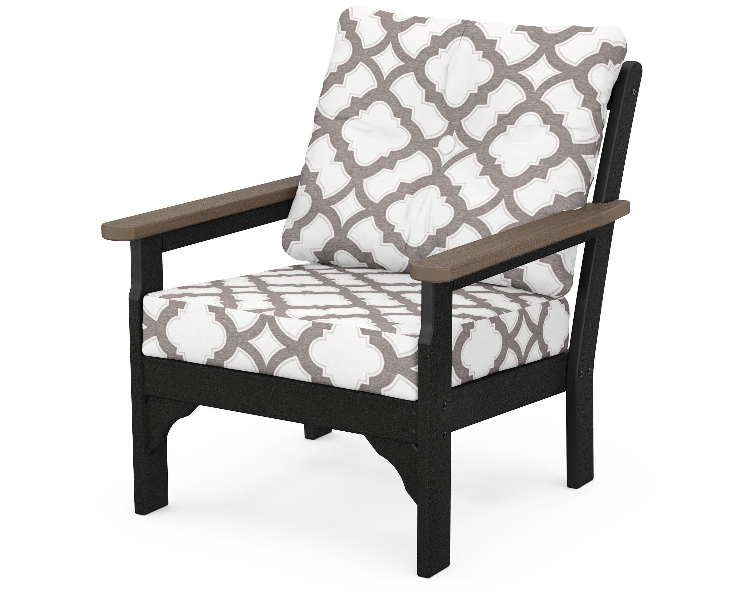 Vineyard Deep Seating Chair in White / Kona / Trellis Grey Mist