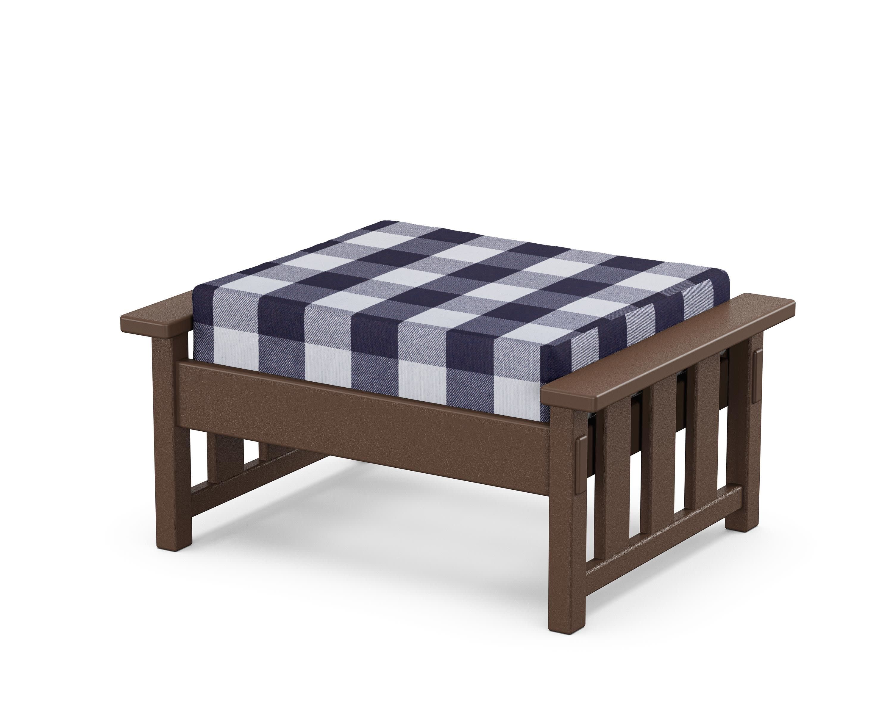 Acadia Deep Seating Ottoman in Mahogany / Buffalo Plaid Navy