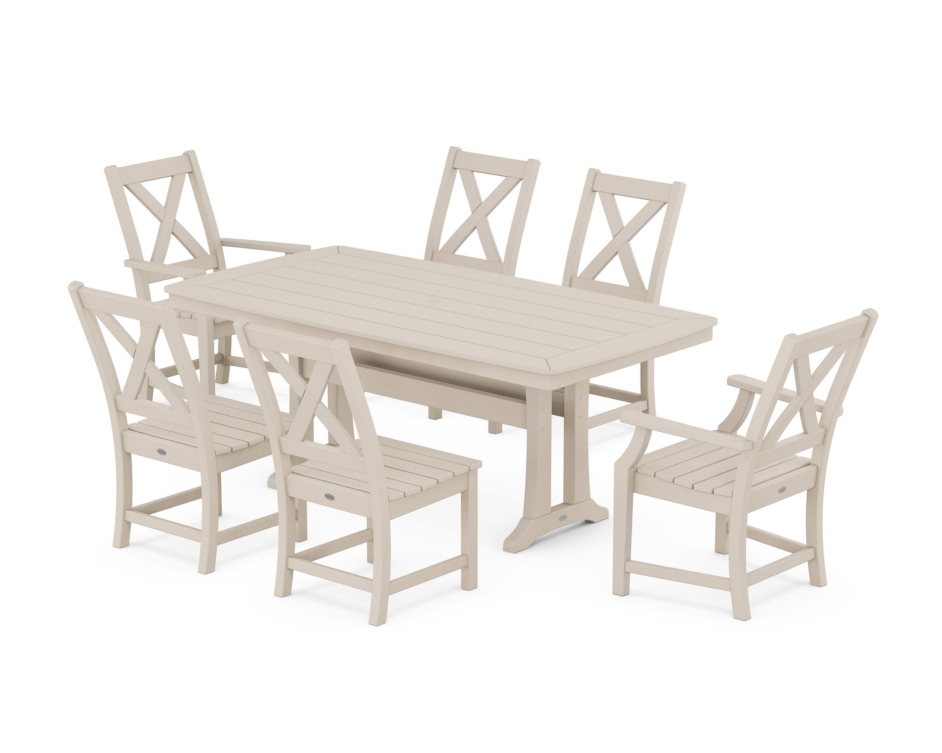 Braxton 7-Piece Dining Set with Trestle Legs in Sand