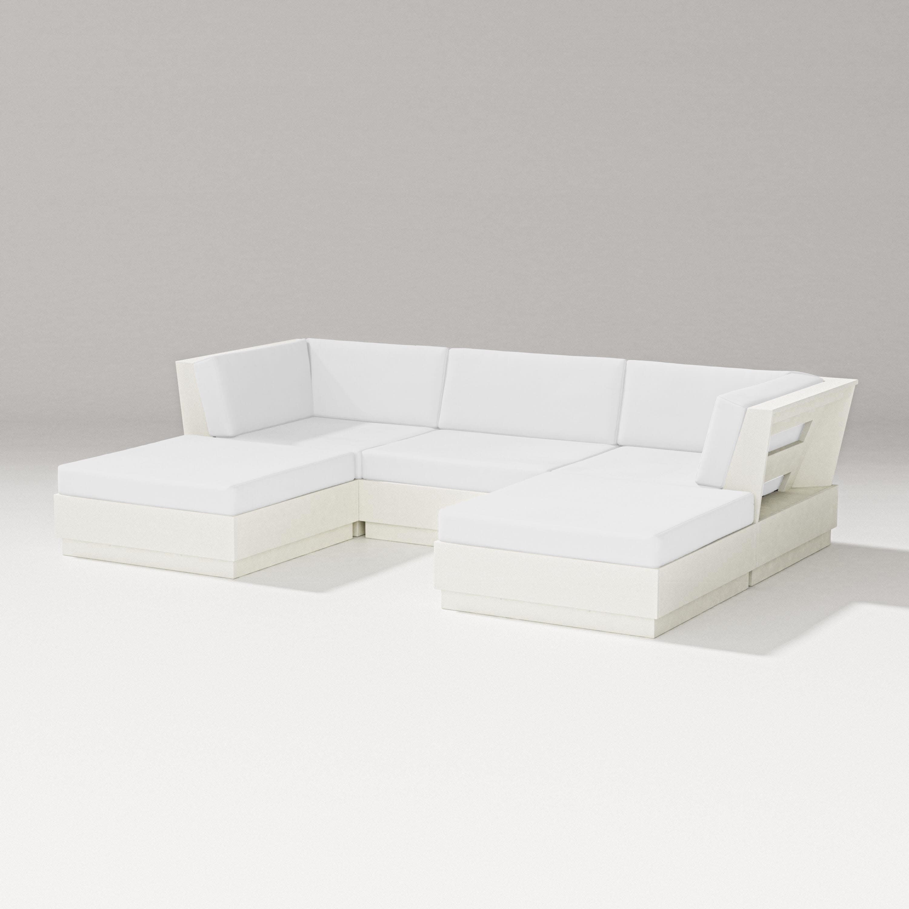 Elevate Double Chaise Sectional in Vintage White / Natural