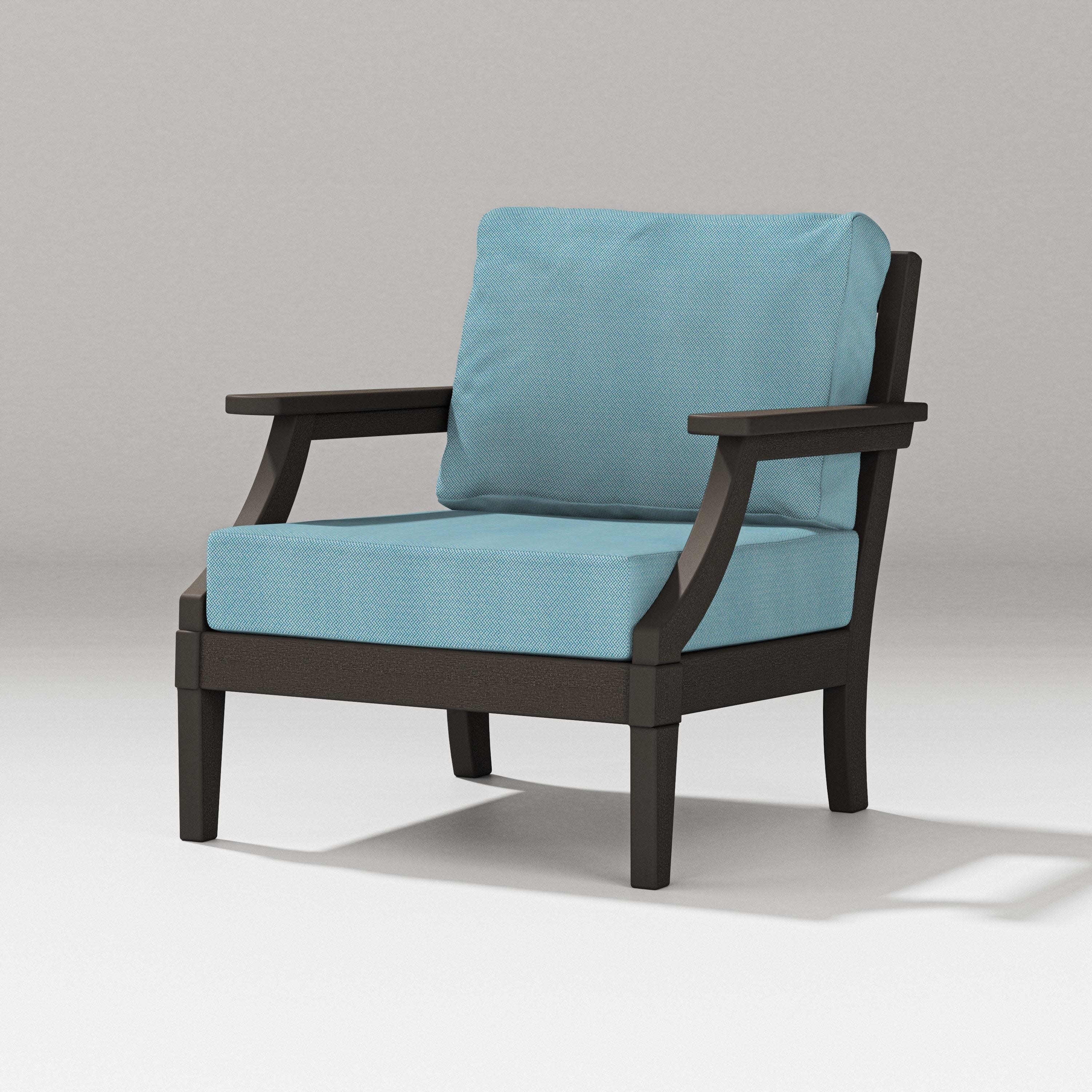 Estate Lounge Chair in Vintage Coffee / Lattice Sky Blue