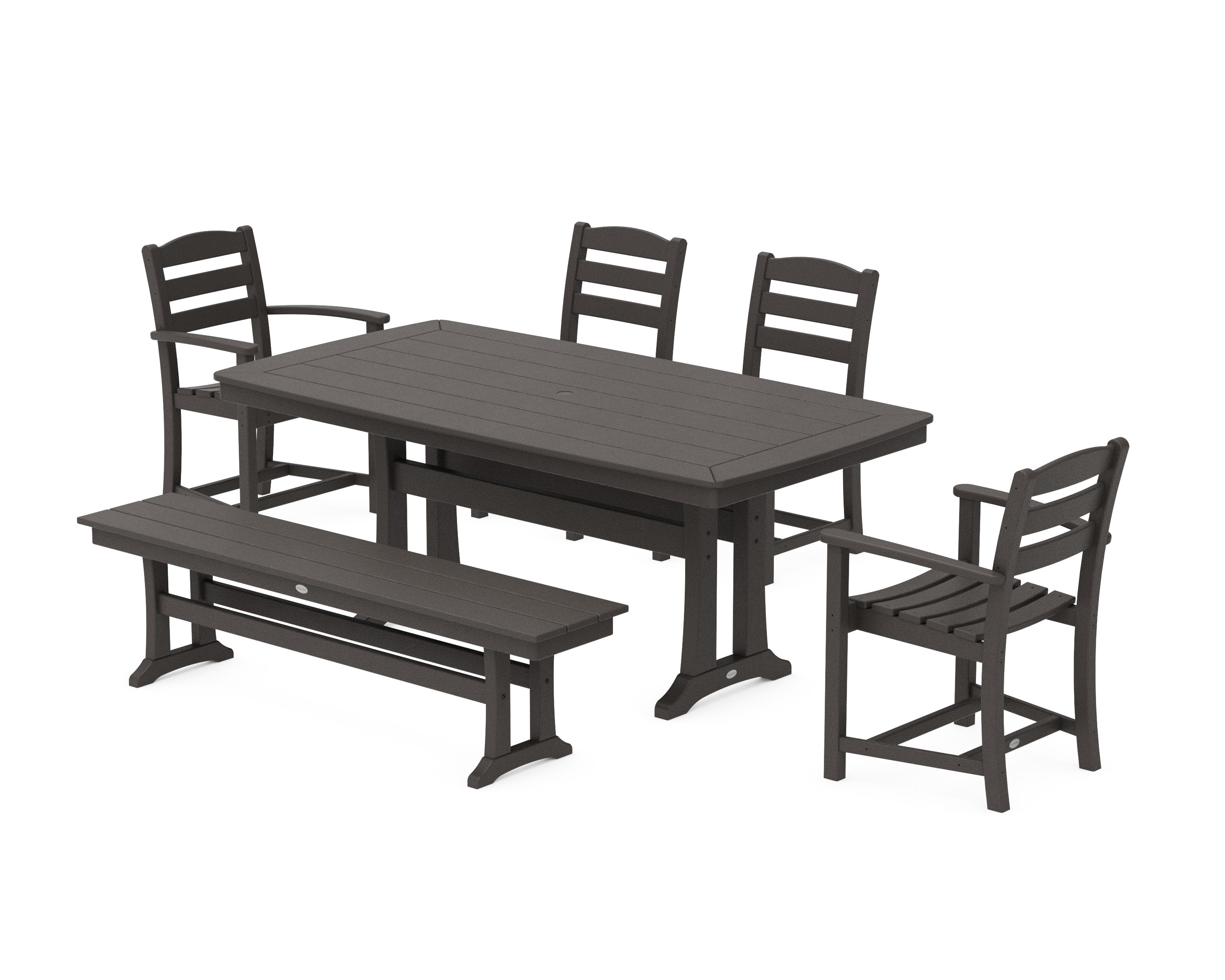 La Casa Cafe 6-Piece Dining Set with Trestle Legs in Vintage Coffee