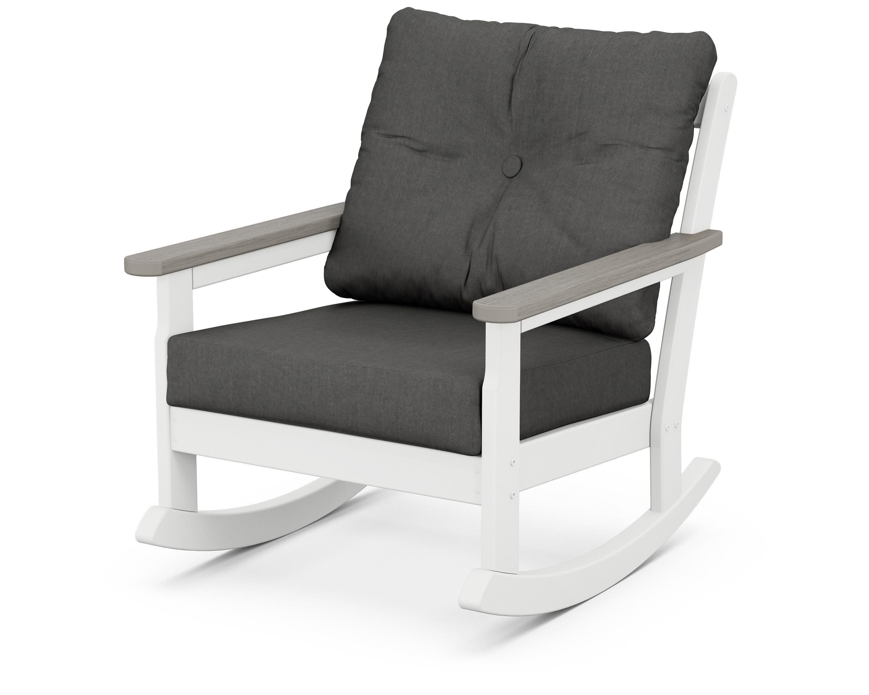 Vineyard Deep Seating Rocking Chair in White / Driftwood / Spectrum Carbon