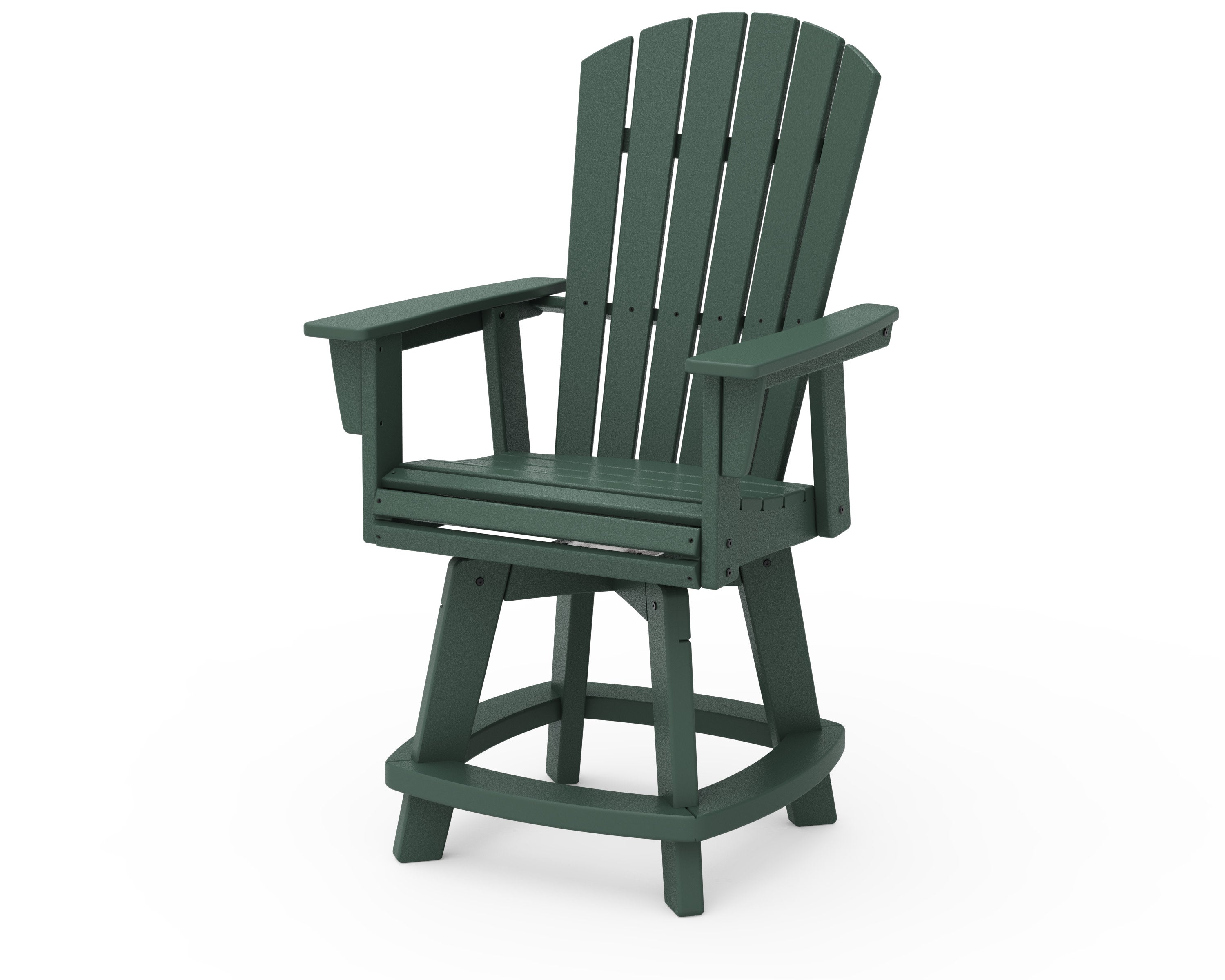 Nautical Curveback Adirondack Swivel Counter Chair in Green