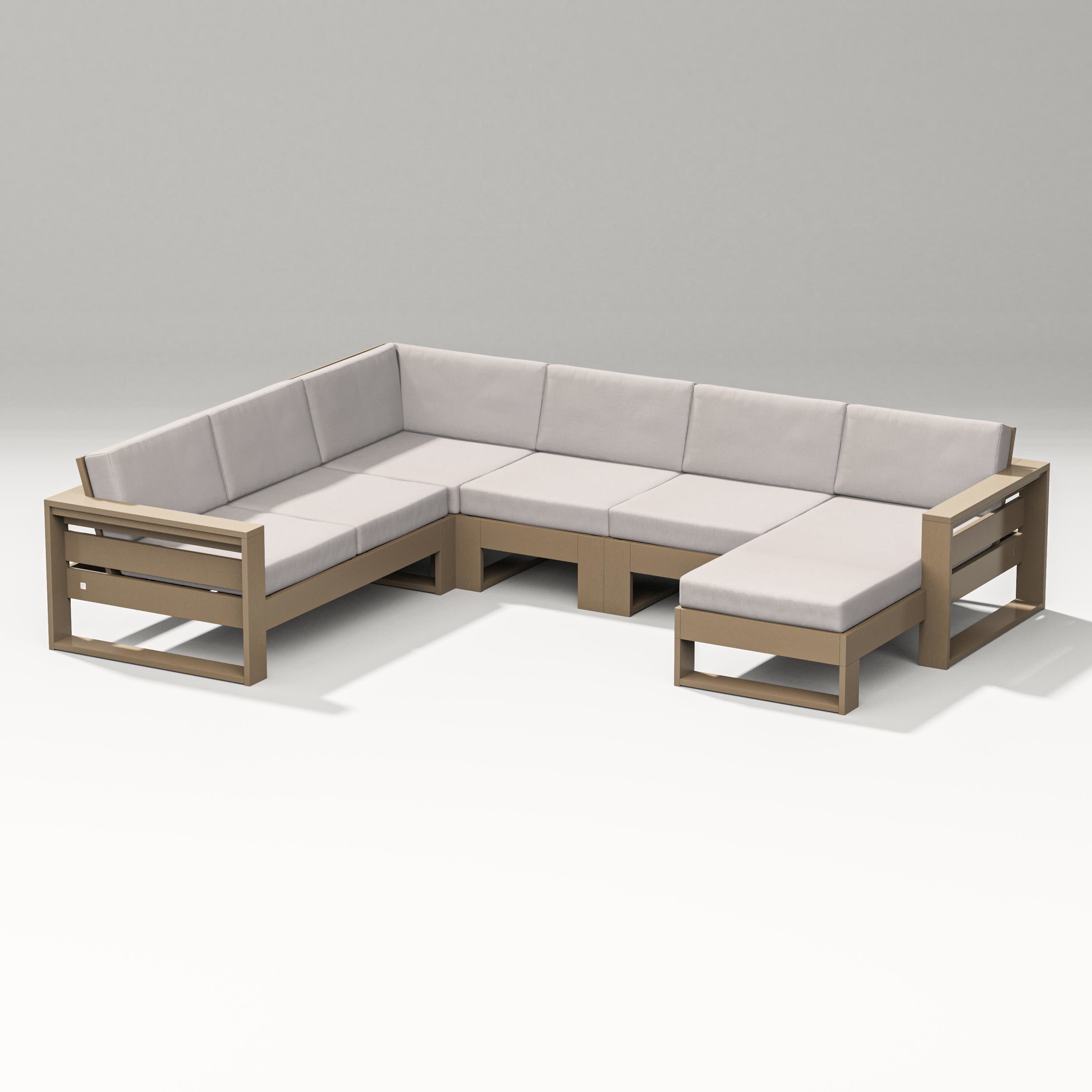 Latitude Corner Sectional with Right Chaise in Vintage Sahara / Dune Burlap