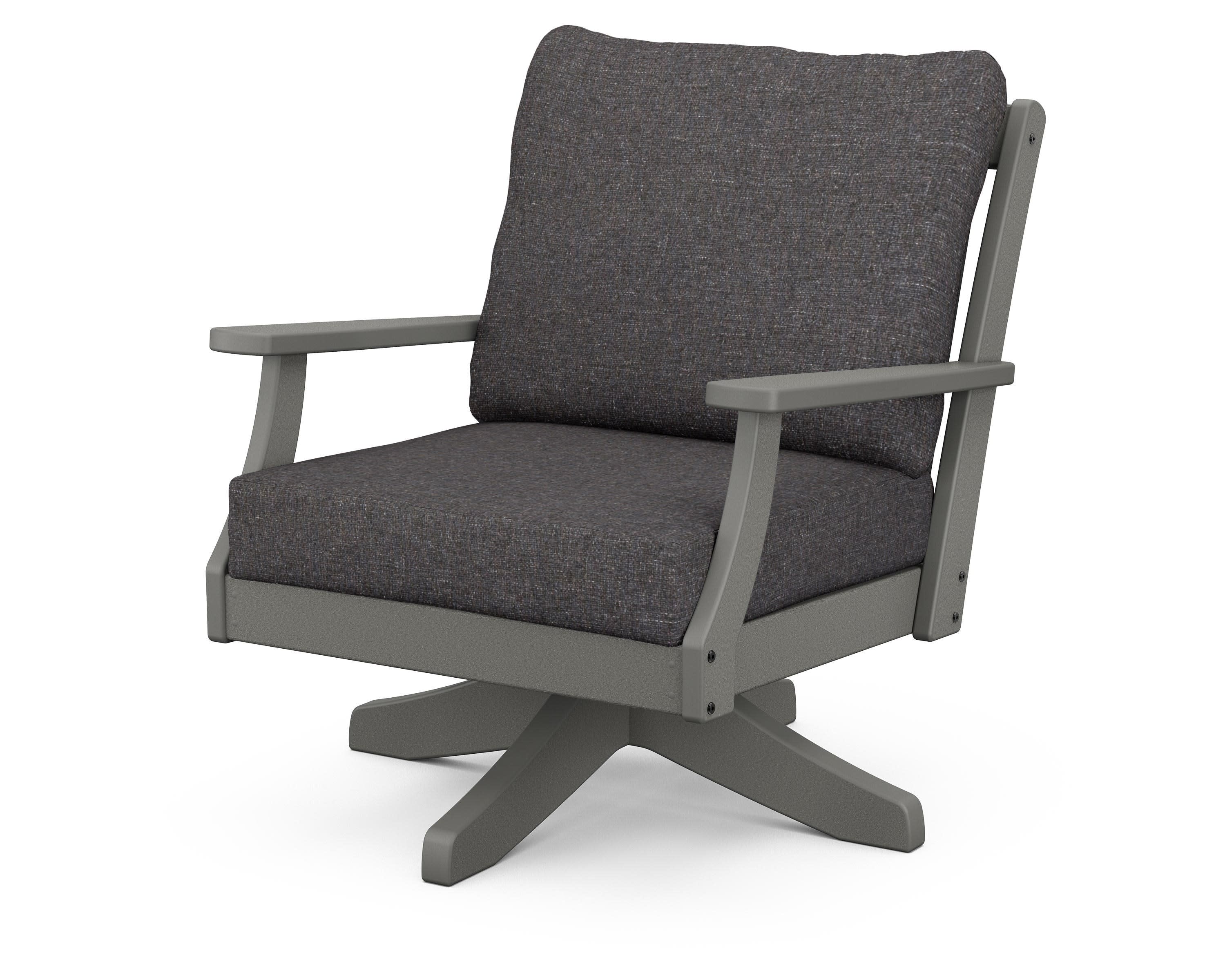 Braxton Deep Seating Swivel Chair in Slate Grey / Ash Charcoal