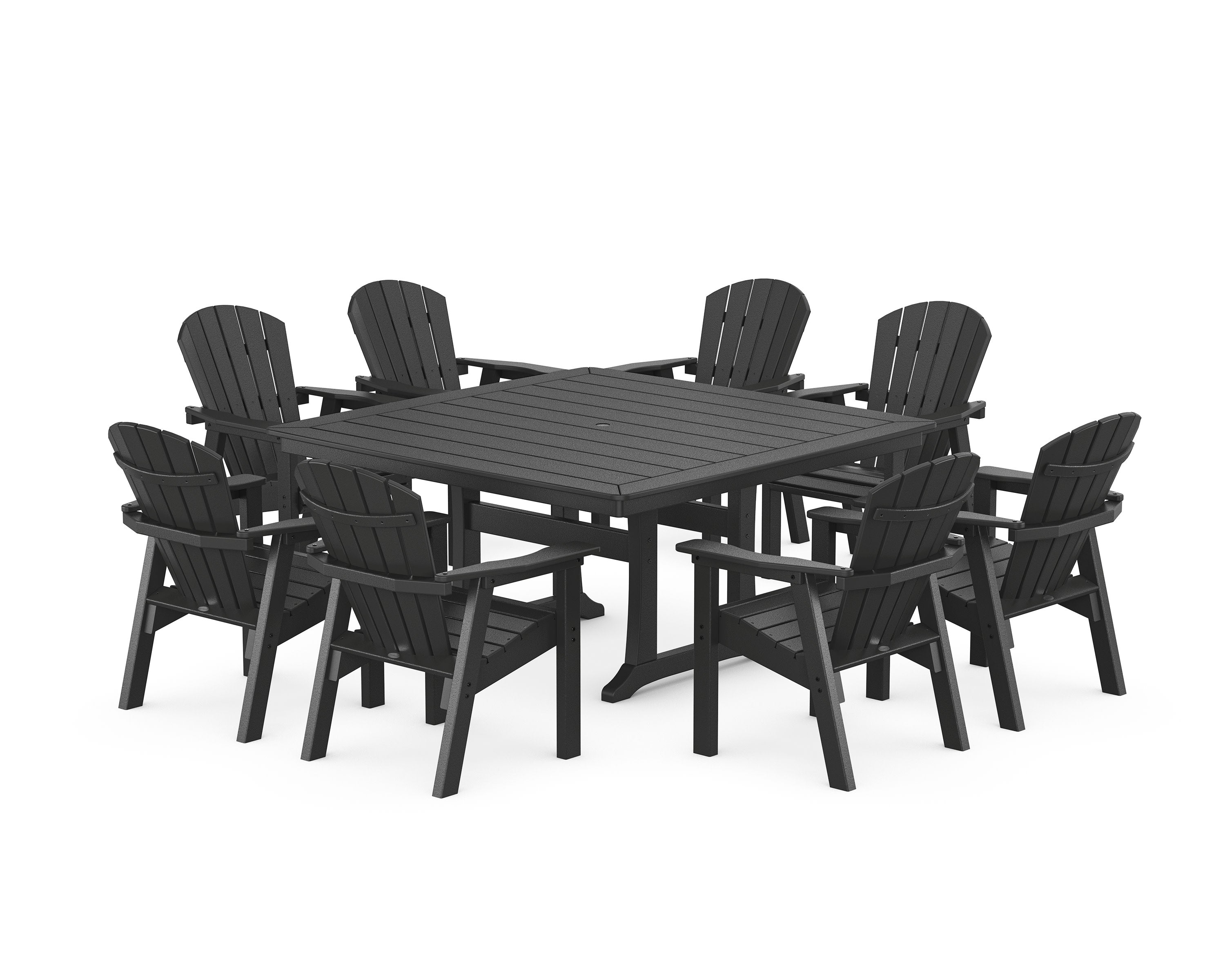 Seashell 9-Piece Square Dining Set with Trestle Legs in Black